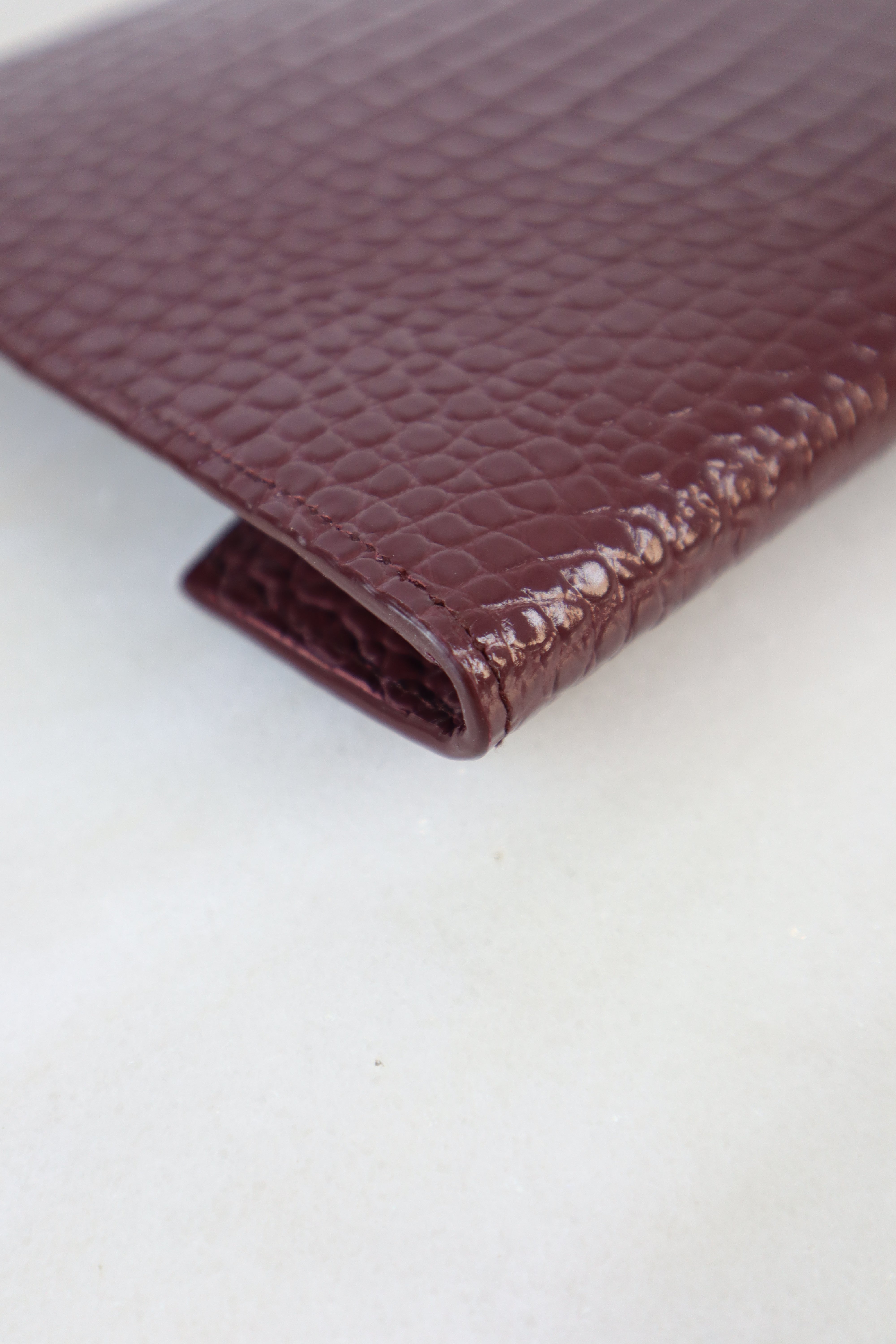 YSL Burgundy Croco Uptown Clutch