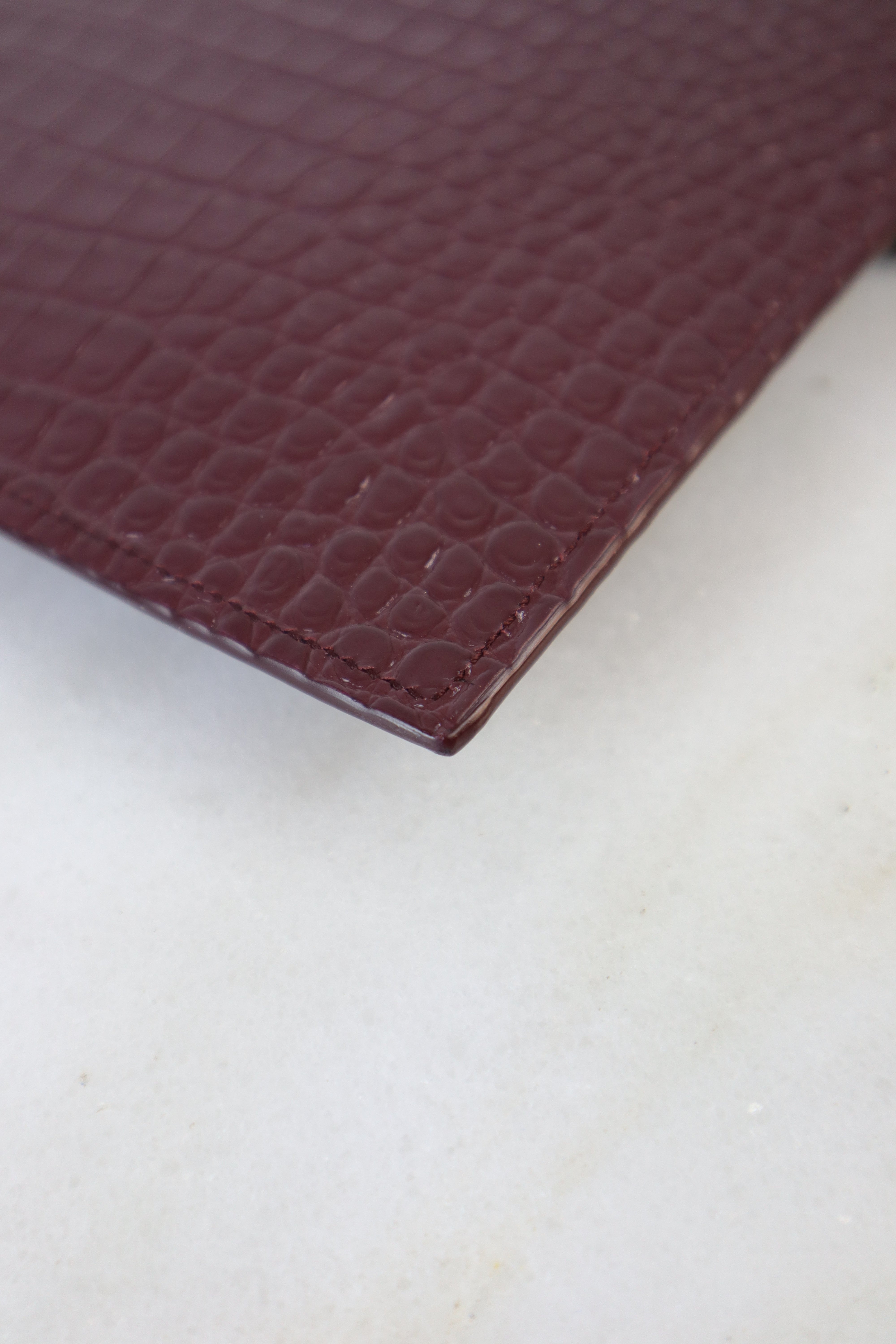 YSL Burgundy Croco Uptown Clutch