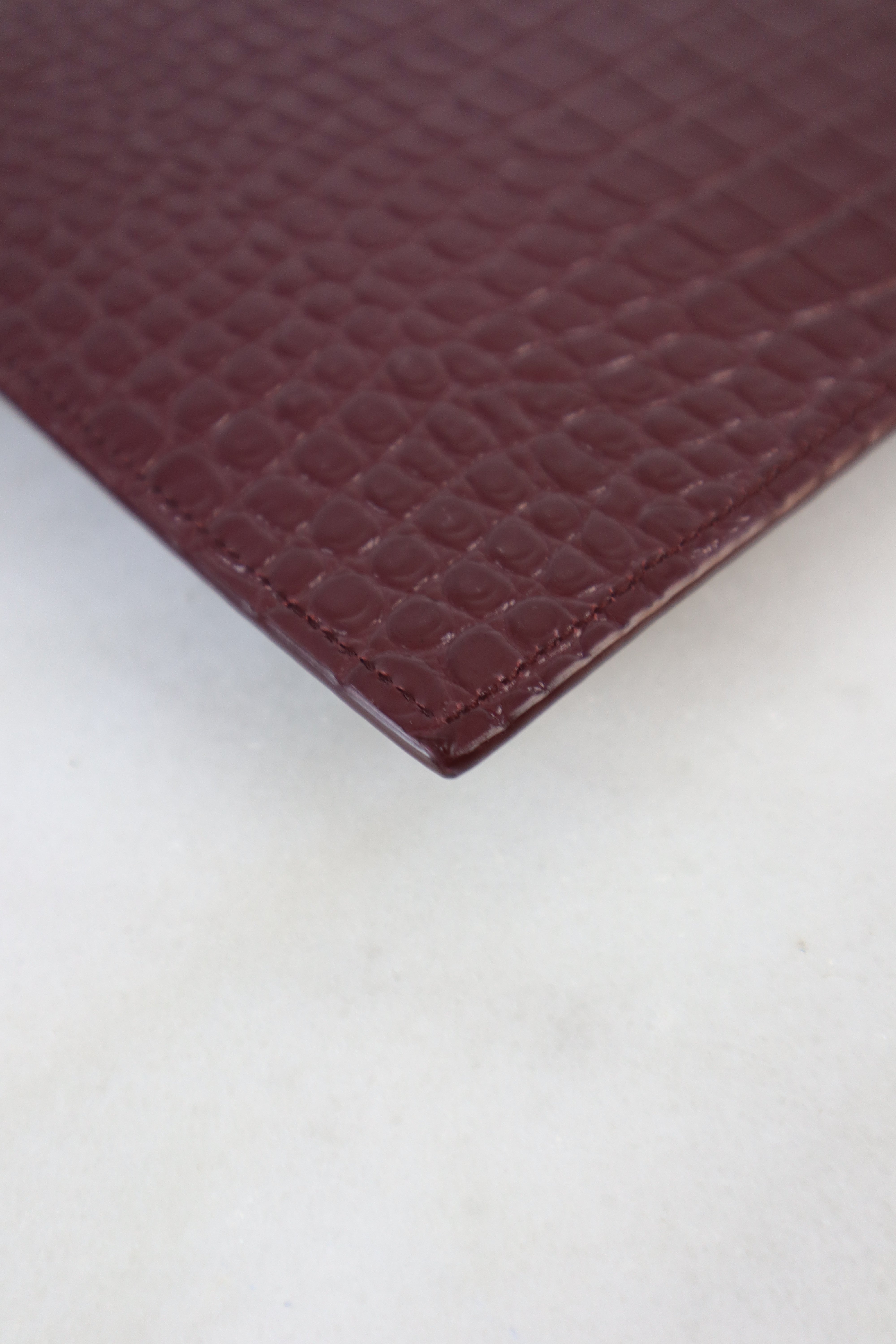 YSL Burgundy Croco Uptown Clutch