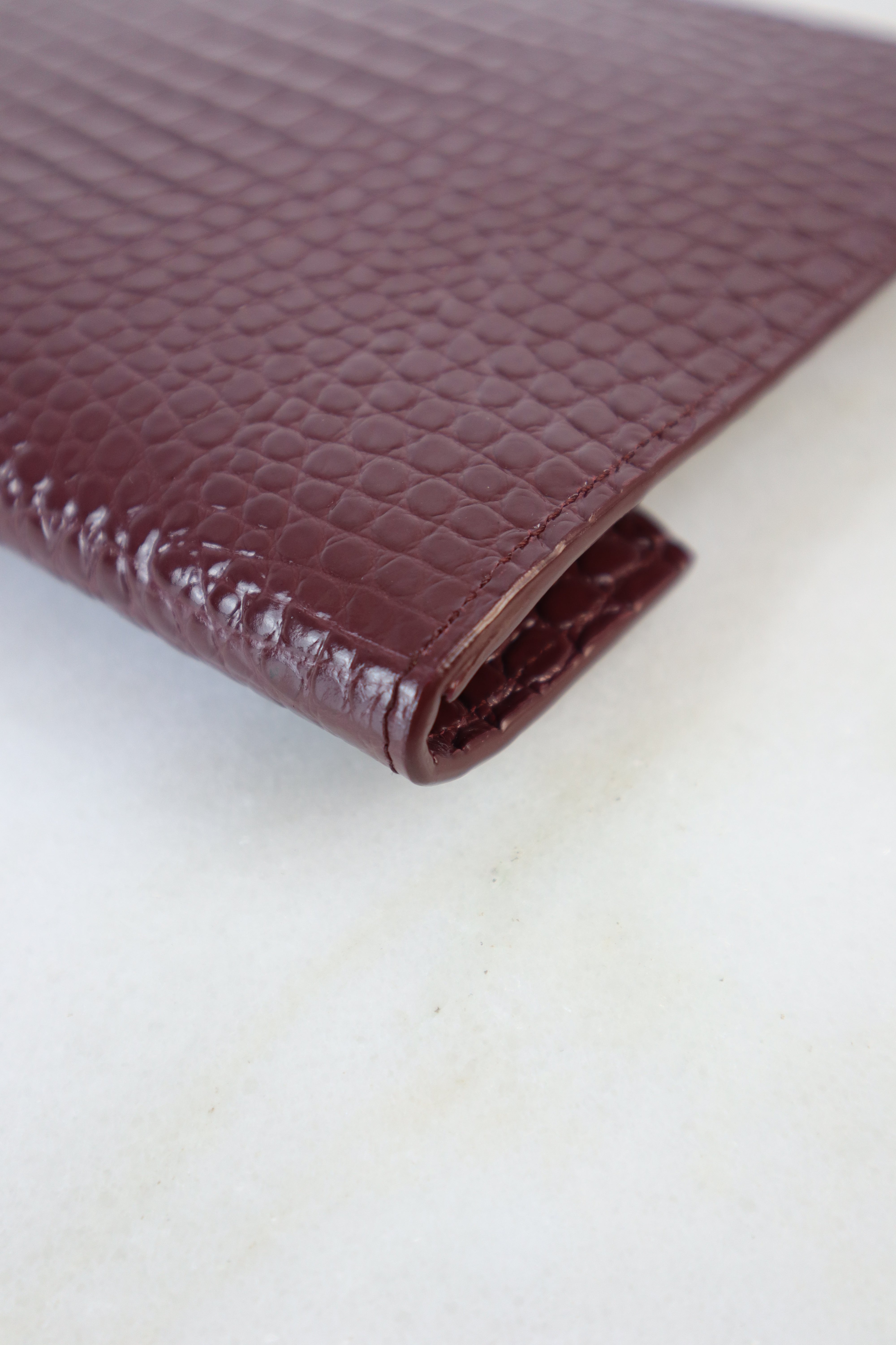 YSL Burgundy Croco Uptown Clutch
