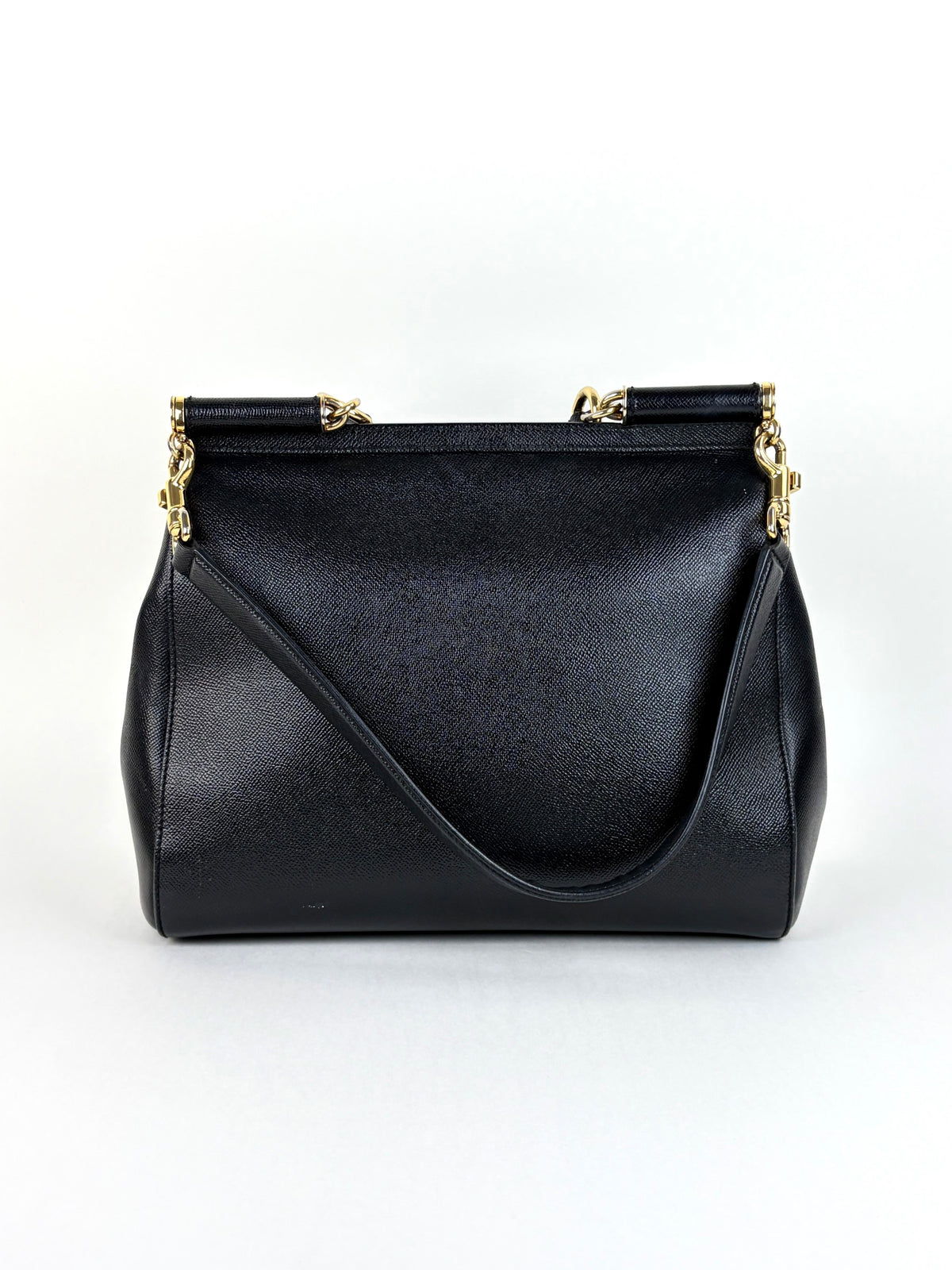DOLCE &GABBANA black dauphine calfskin maxi Sicily
