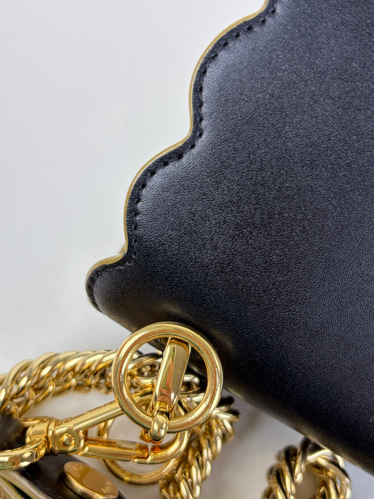 FENDI black vitello lib scalloped studded Kan i shoulder bag medium