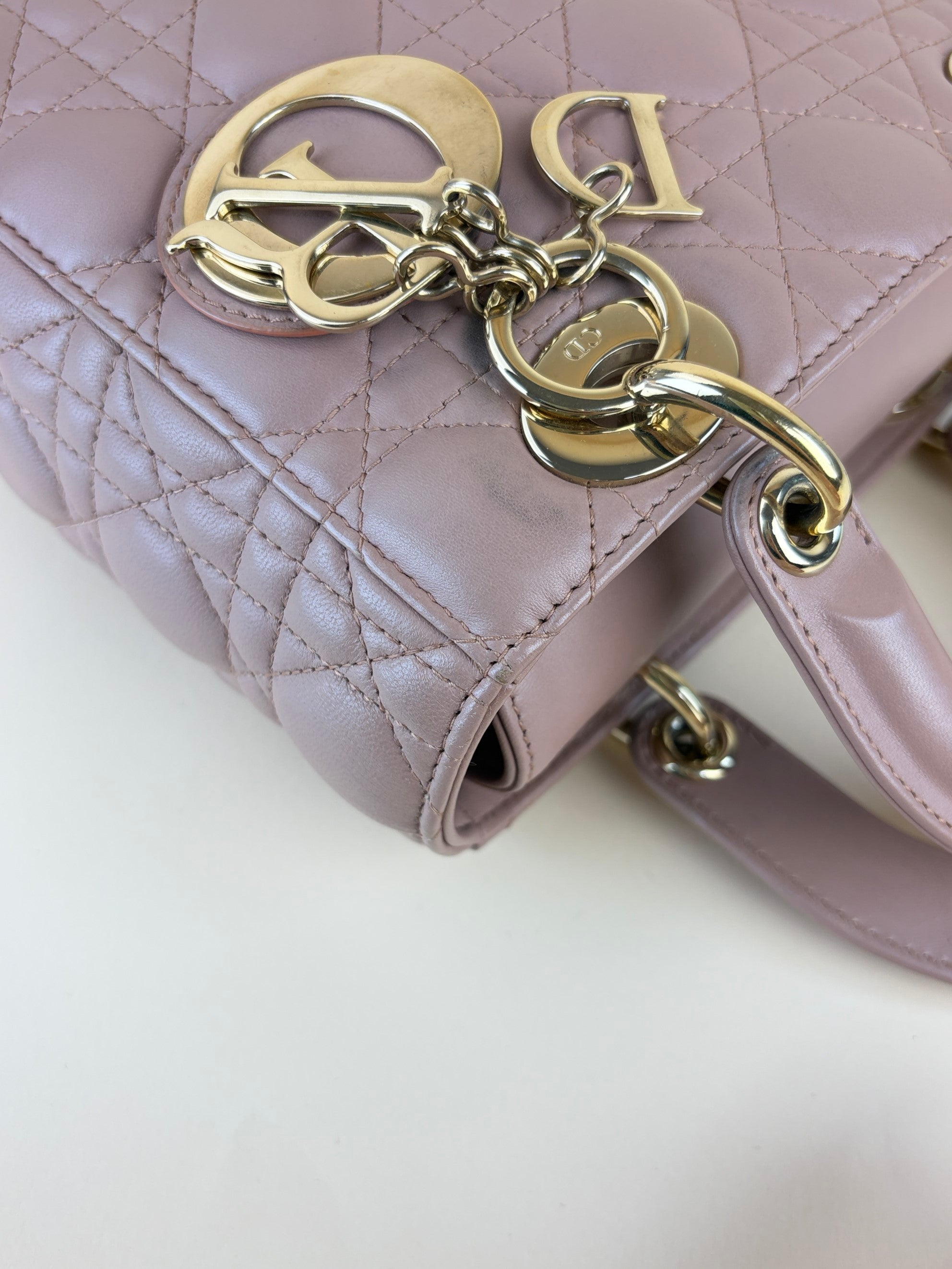 Christian Dior blush caannage lambskin small lady Dior my ABCDIOR