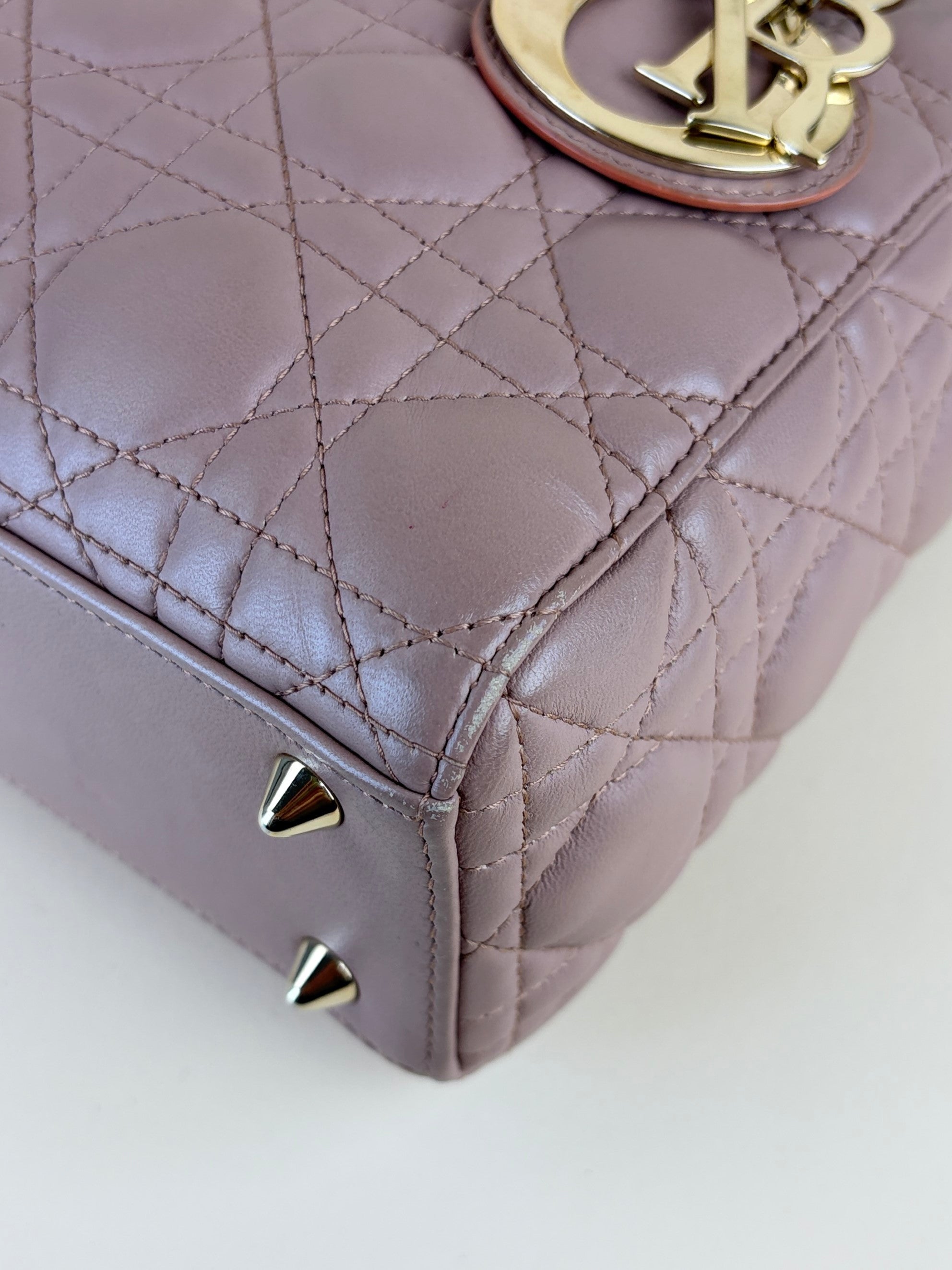 Christian Dior blush caannage lambskin small lady Dior my ABCDIOR