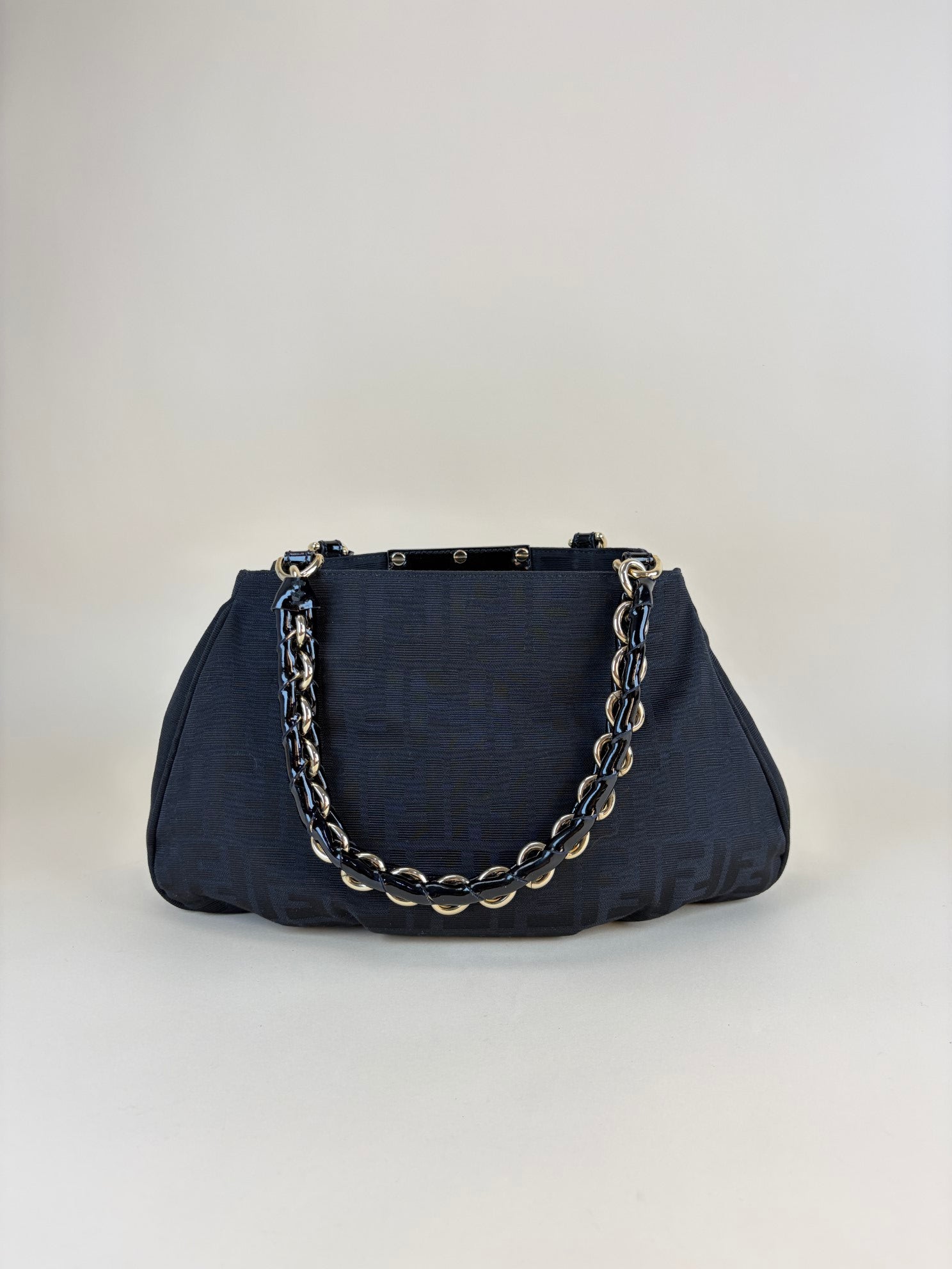 Fendi Black Print Small Mia Tote Bag