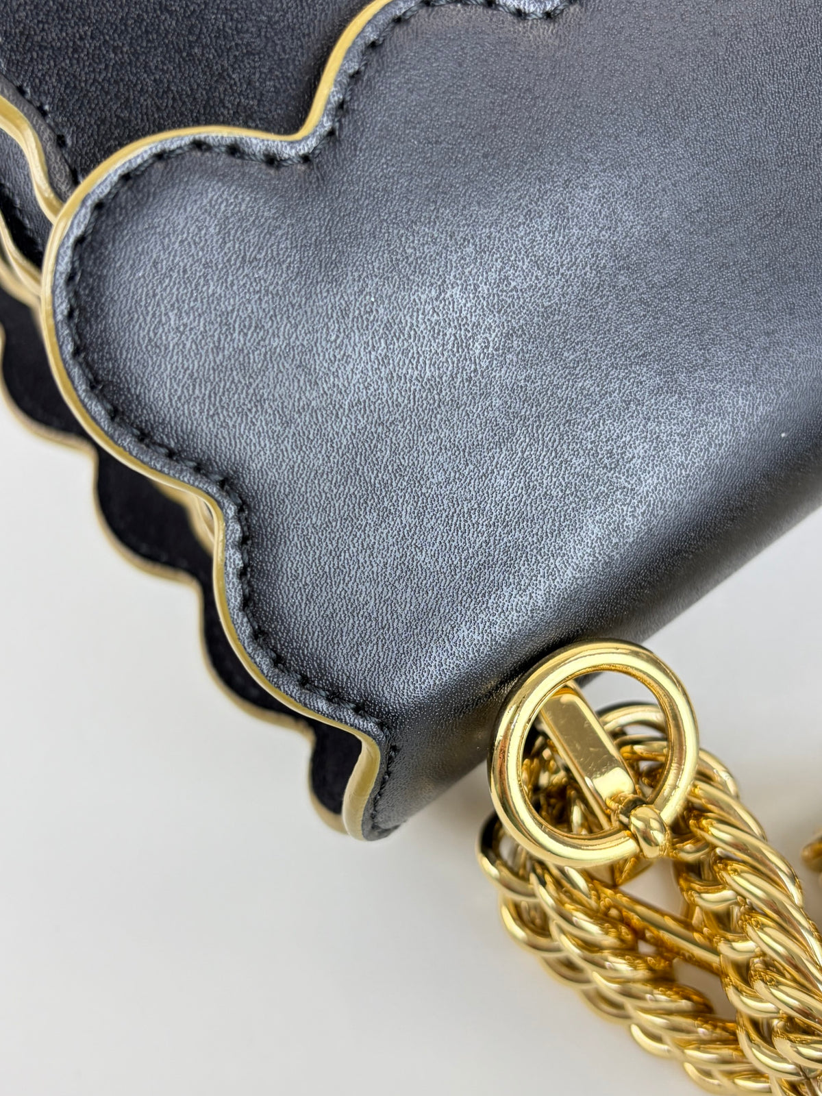 FENDI black vitello lib scalloped studded Kan i shoulder bag medium