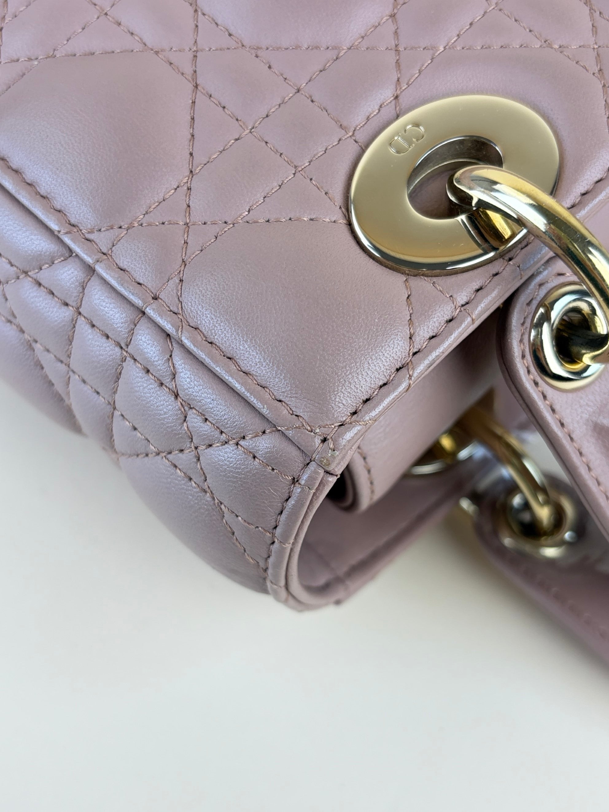 Christian Dior blush caannage lambskin small lady Dior my ABCDIOR