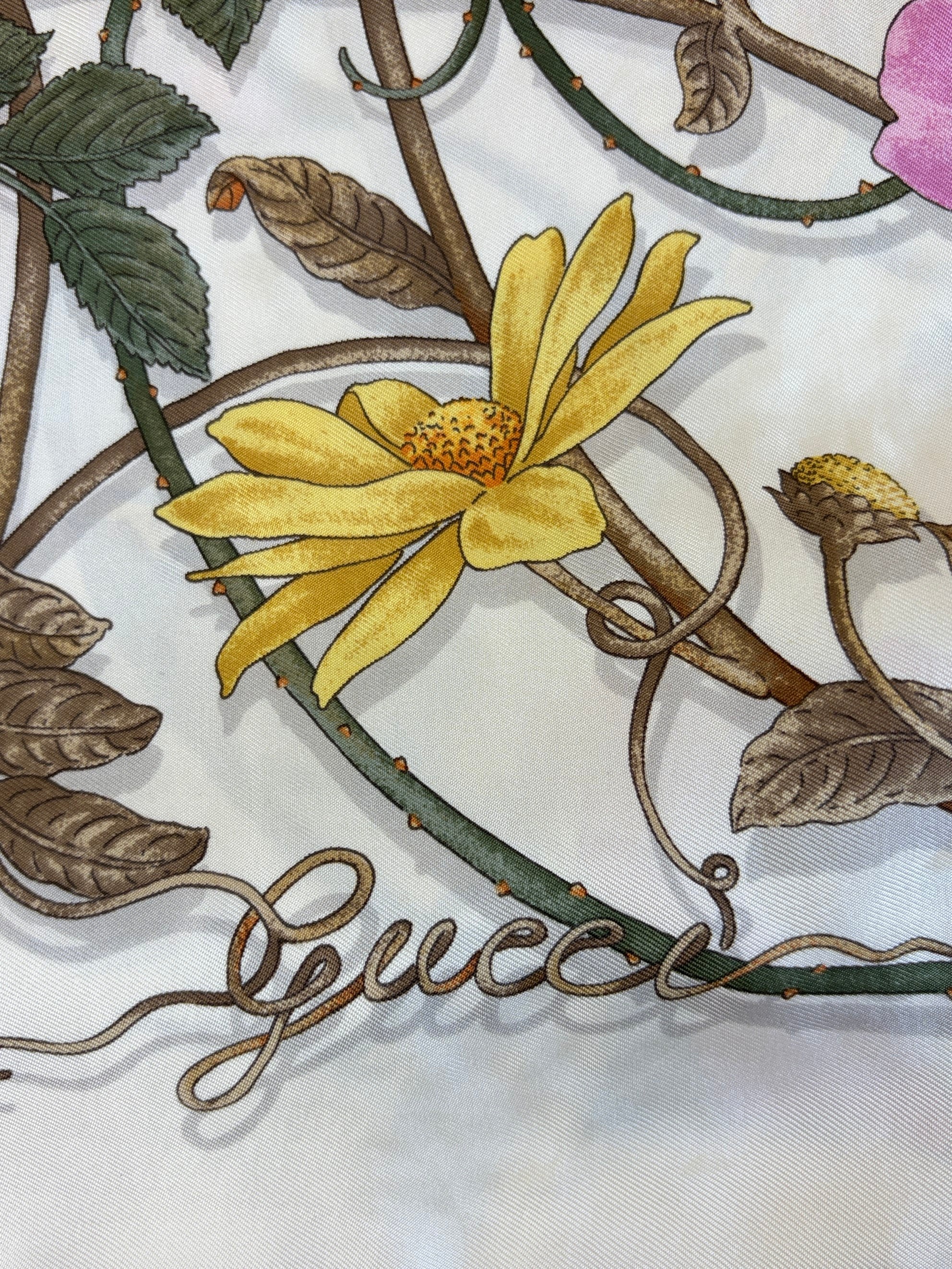 Gucci Multicolor Flower Webby Silk Scarf