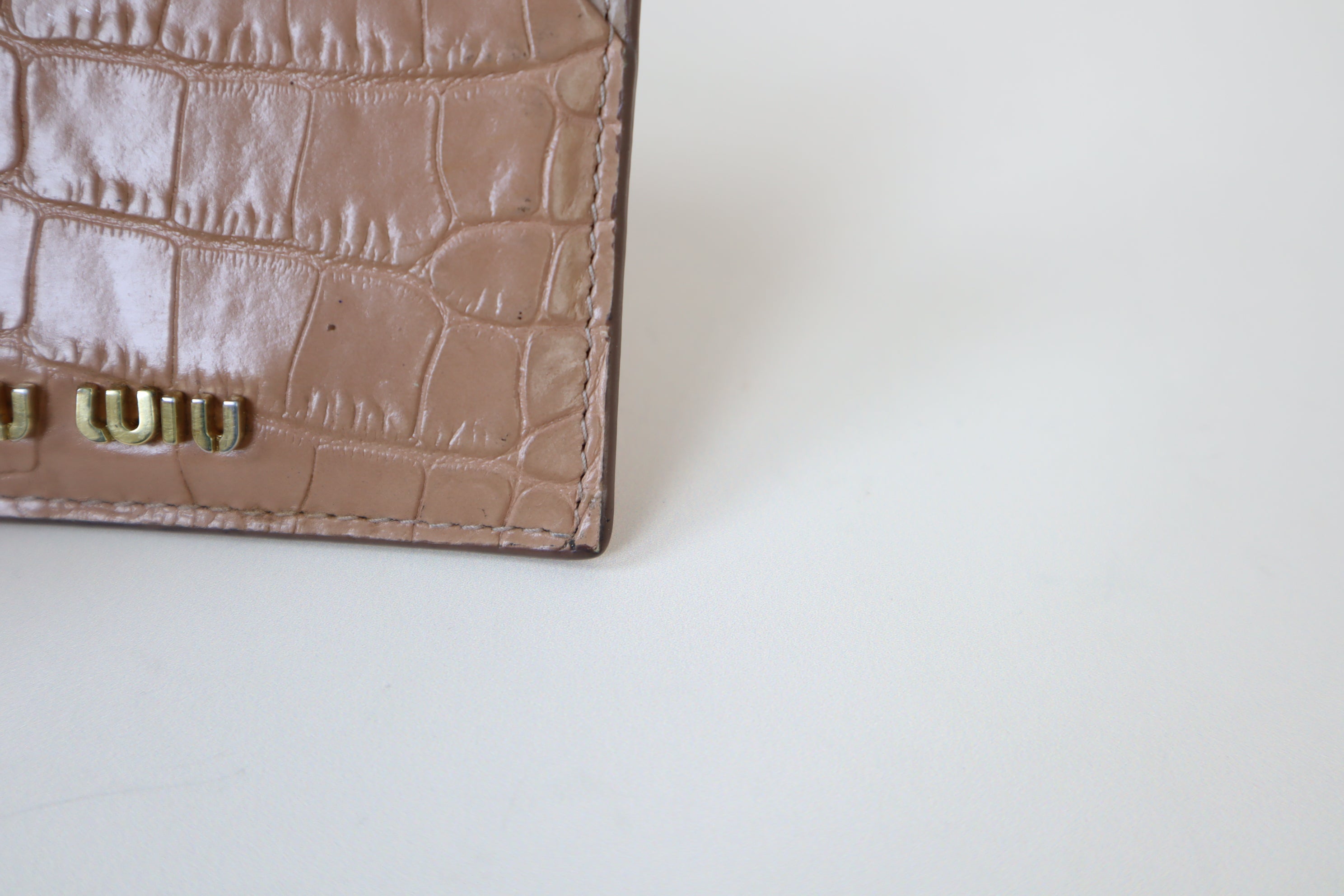 Miu Miu Nude Croco Niw Niw Card Holder