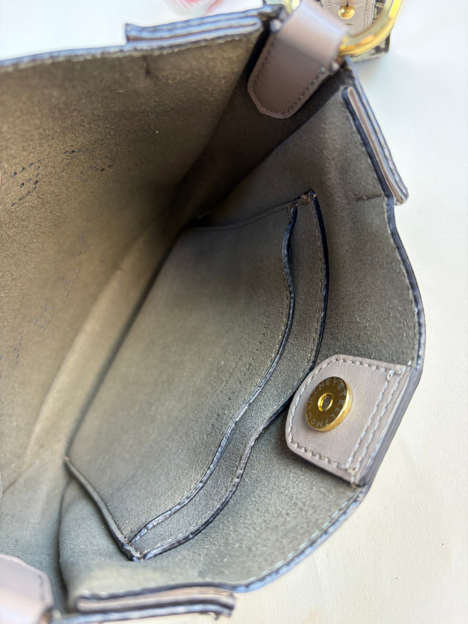 Stella Mccartney Beige Tiny Logo Square Crossbody Bag