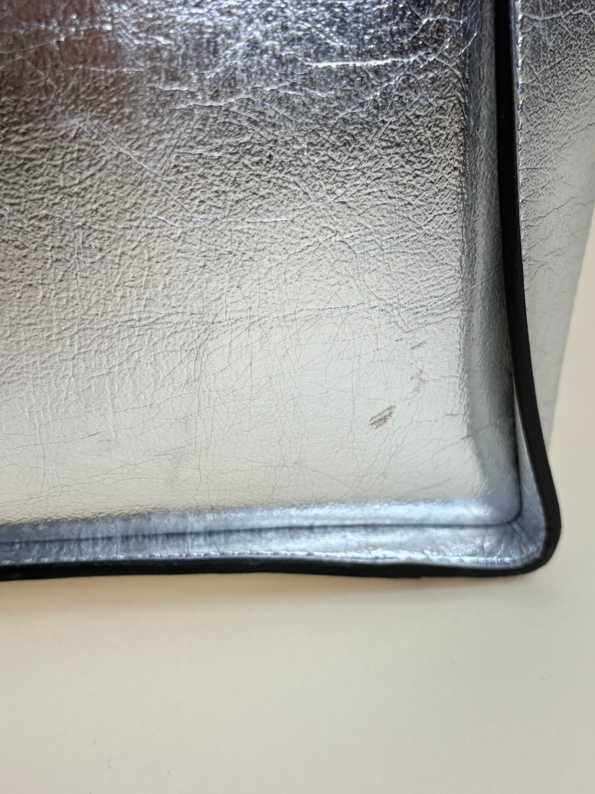 Stella McCartney silver metallic Nappa logo Square Crossbody Bag