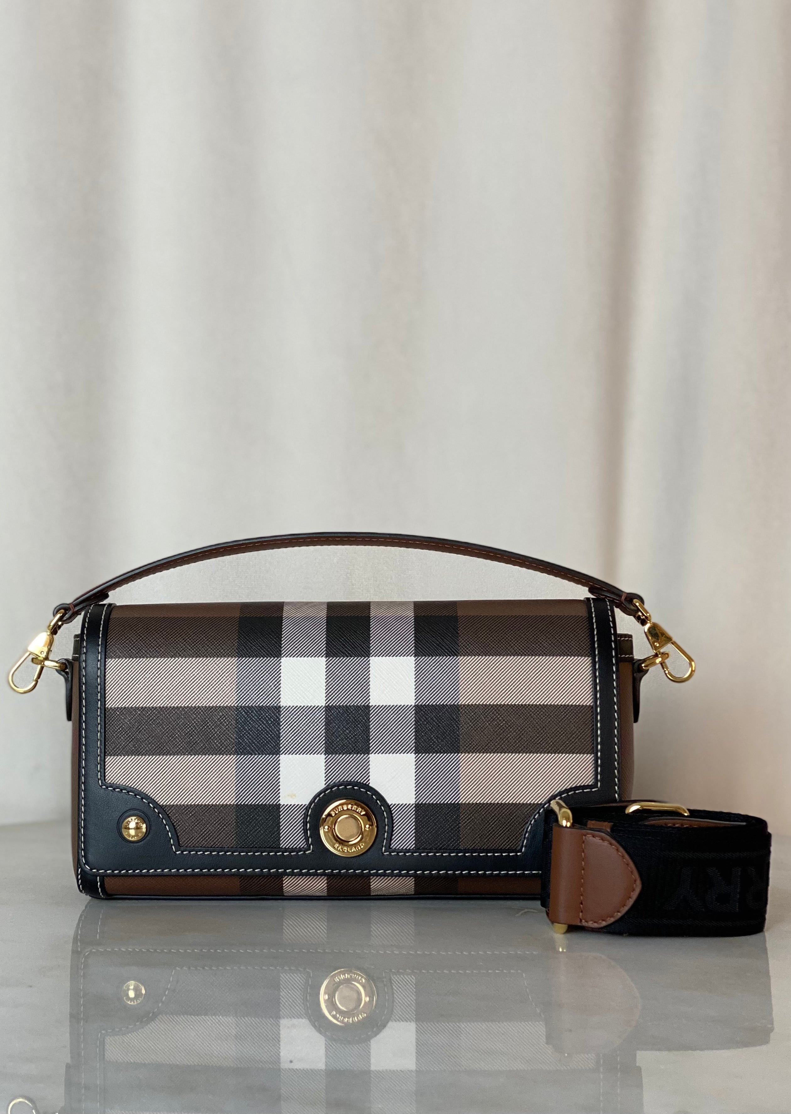 Burberry Dark Birch Brown Top Handle Note Bag-handbag-Burberry-The Closet Egypt