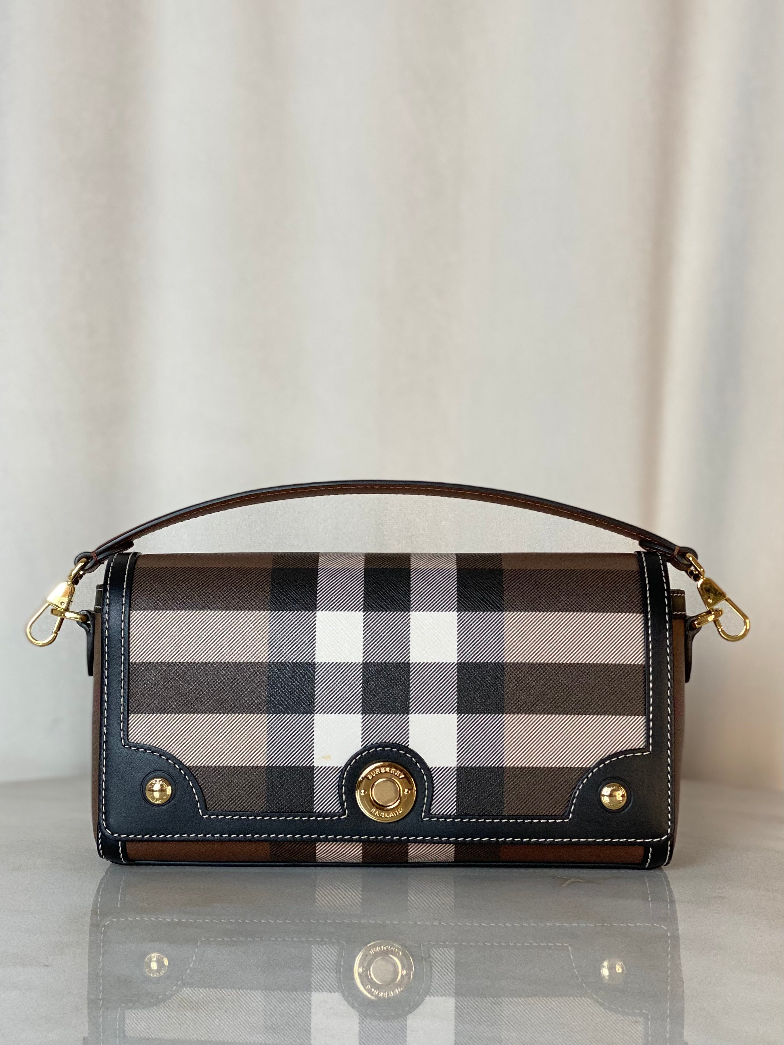 Burberry Dark Birch Brown Top Handle Note Bag-handbag-Burberry-The Closet Egypt