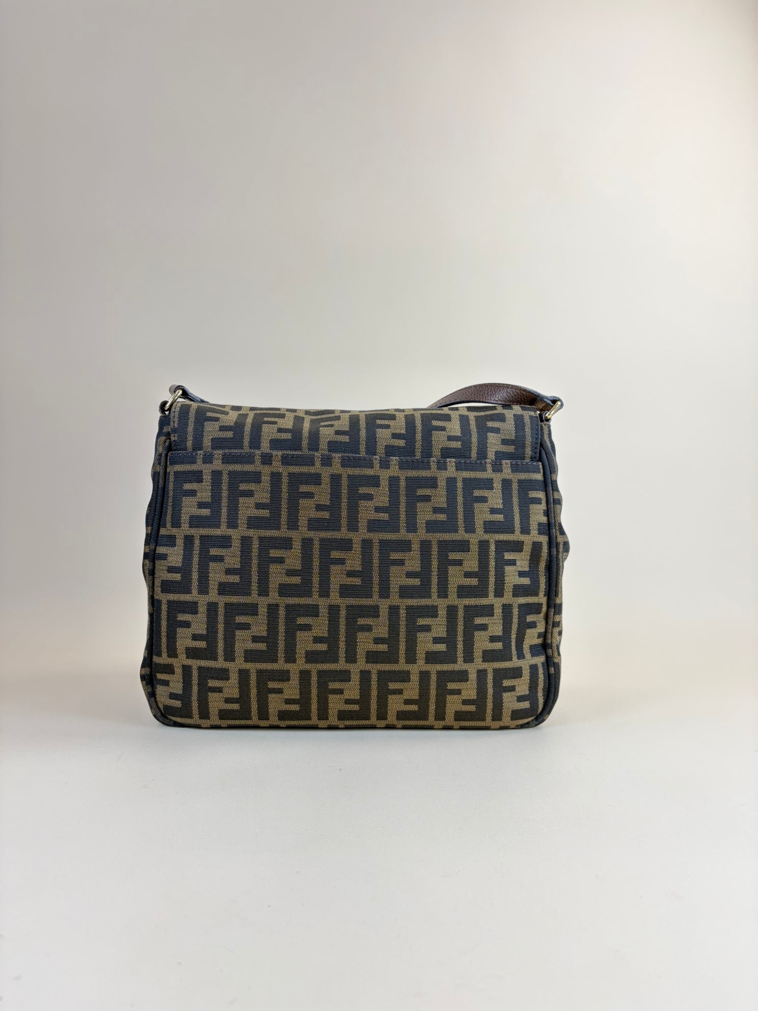 Fendi Tobacco Zucca Vitello Artic Messenger Large Flap Crossbody Bag