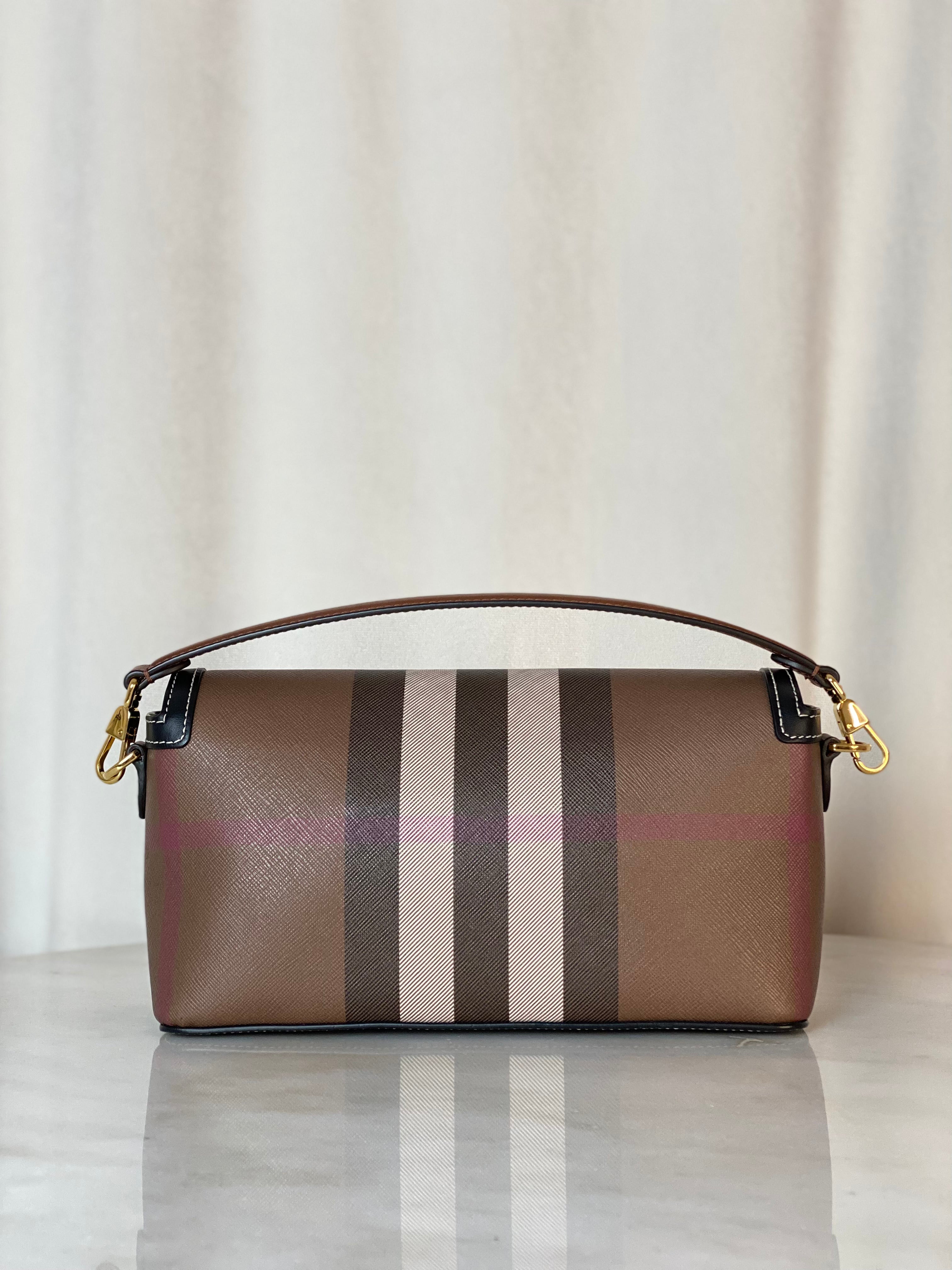 Burberry Dark Birch Brown Top Handle Note Bag-handbag-Burberry-The Closet Egypt