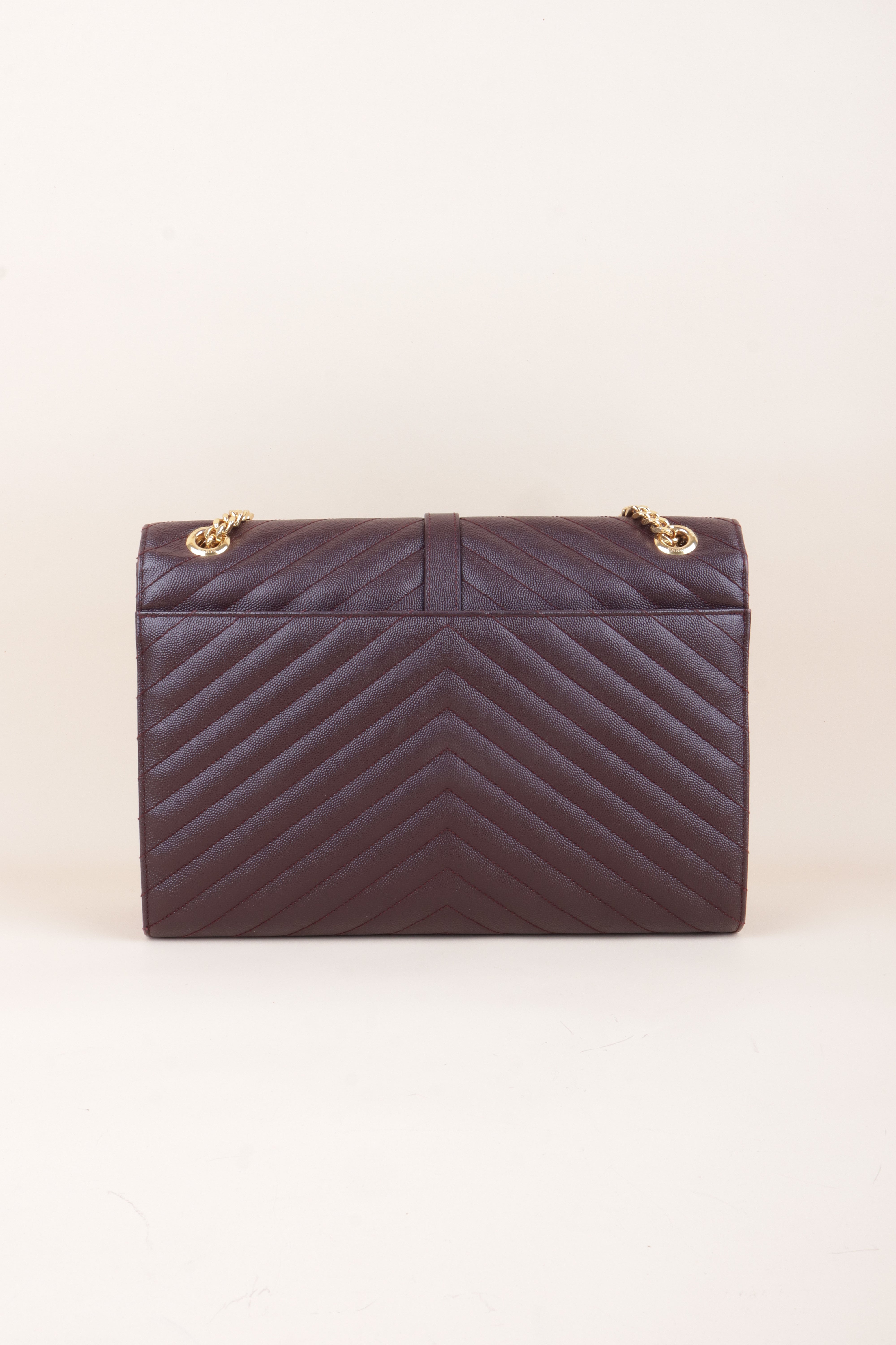 YSL burgundy Envelope Large Bag