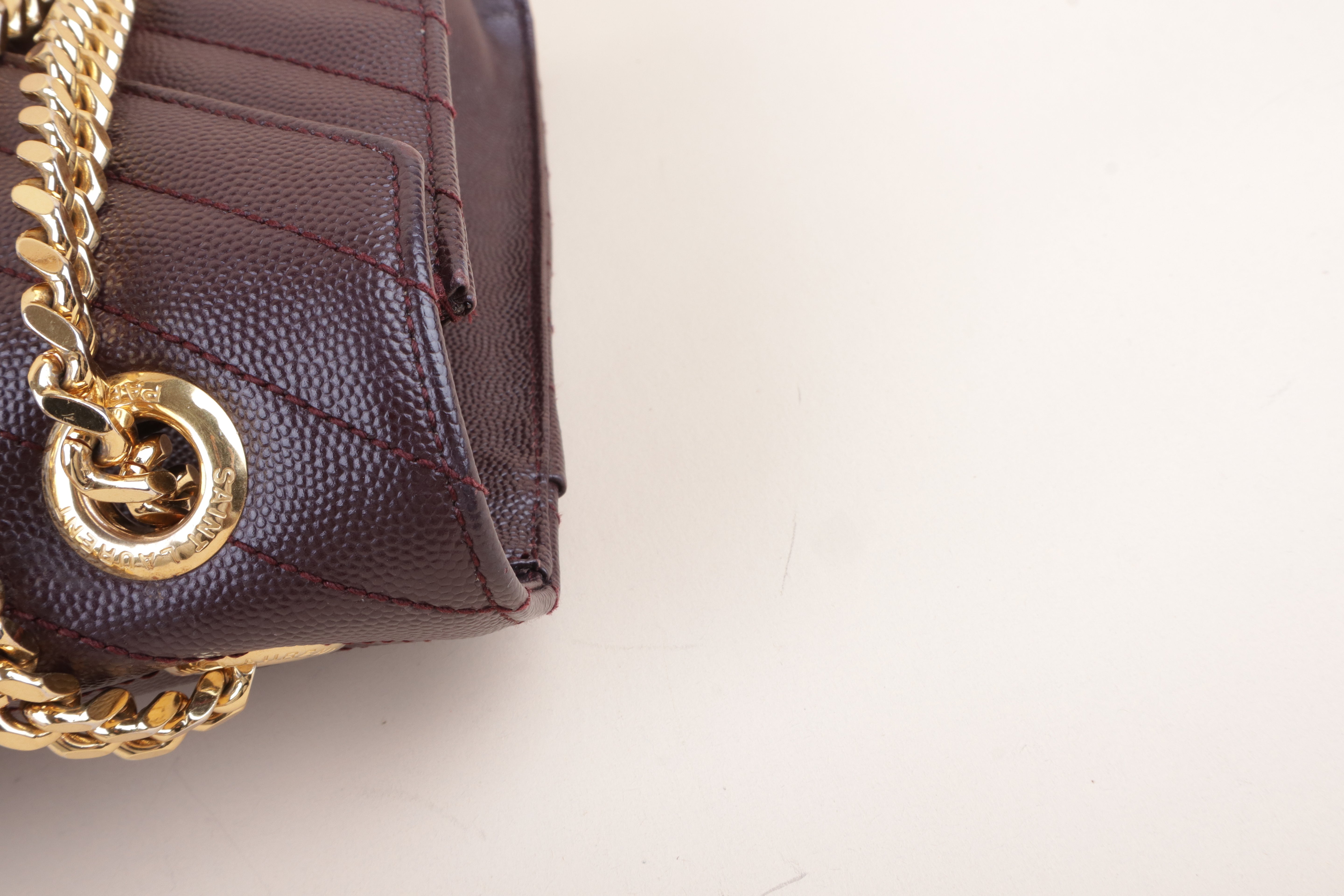 YSL burgundy Envelope Large Bag
