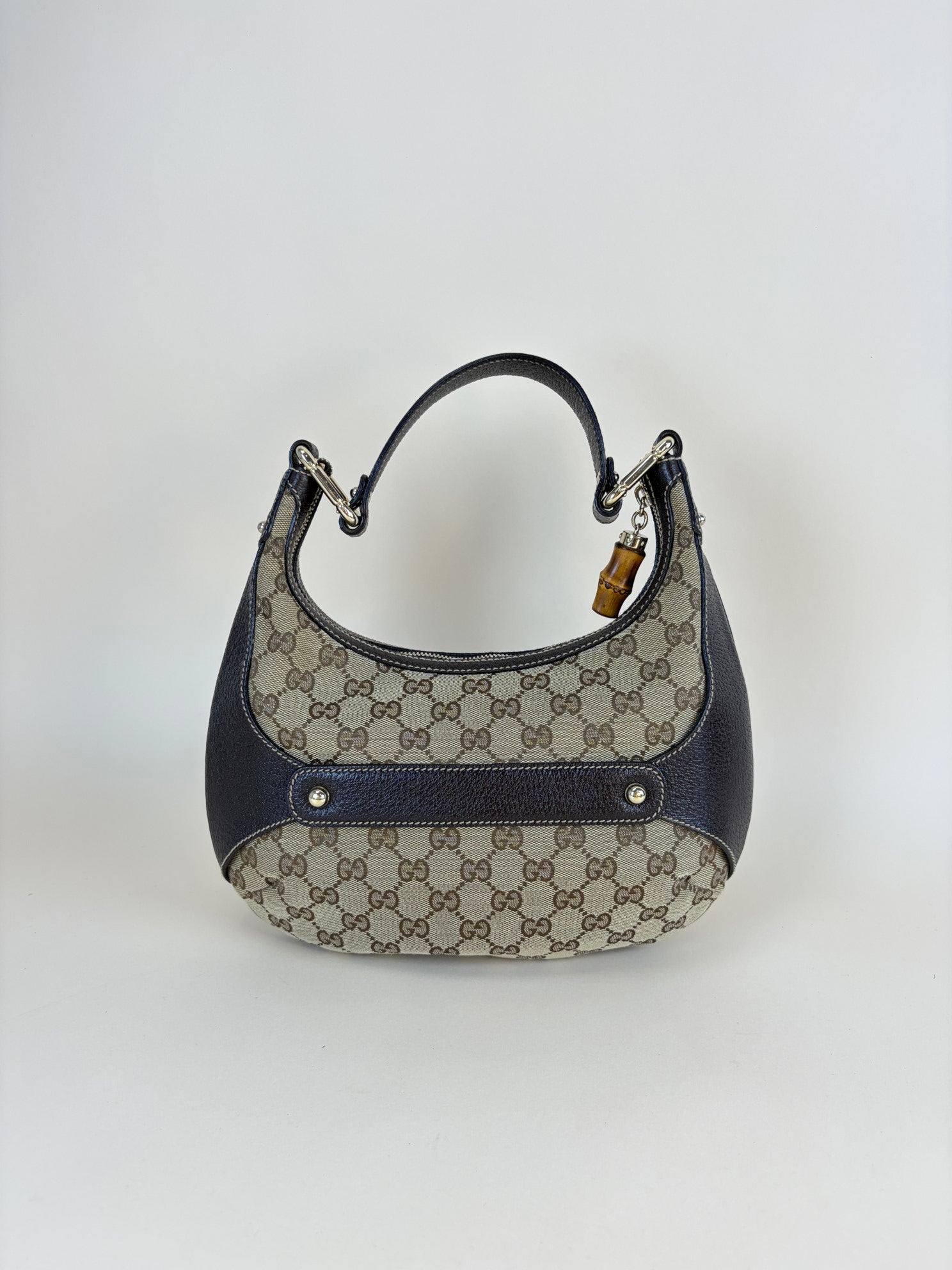 Gucci Tricolor Monogram Bamboo Horsebit Hobo Amalfi Bag