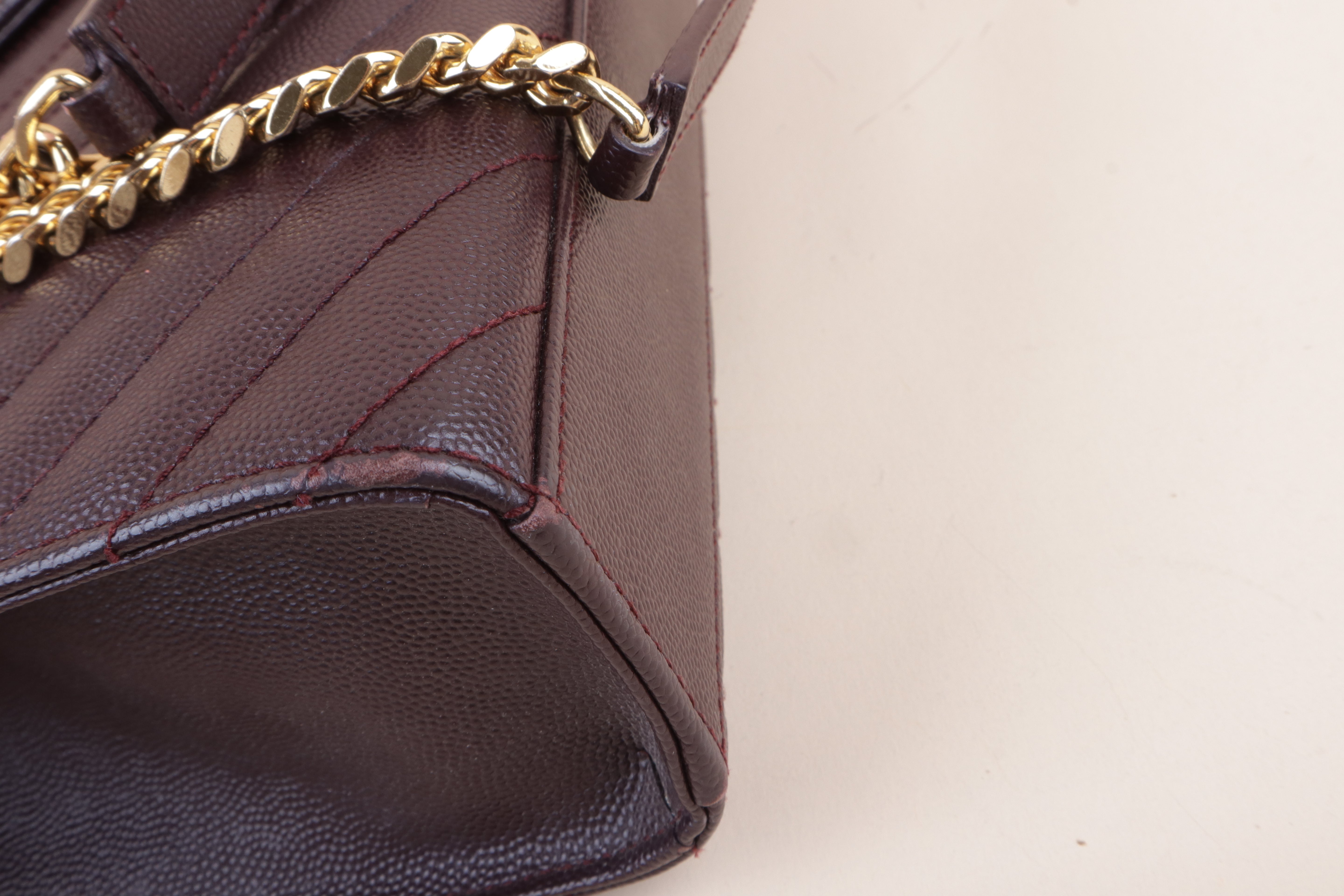 YSL burgundy Envelope Large Bag