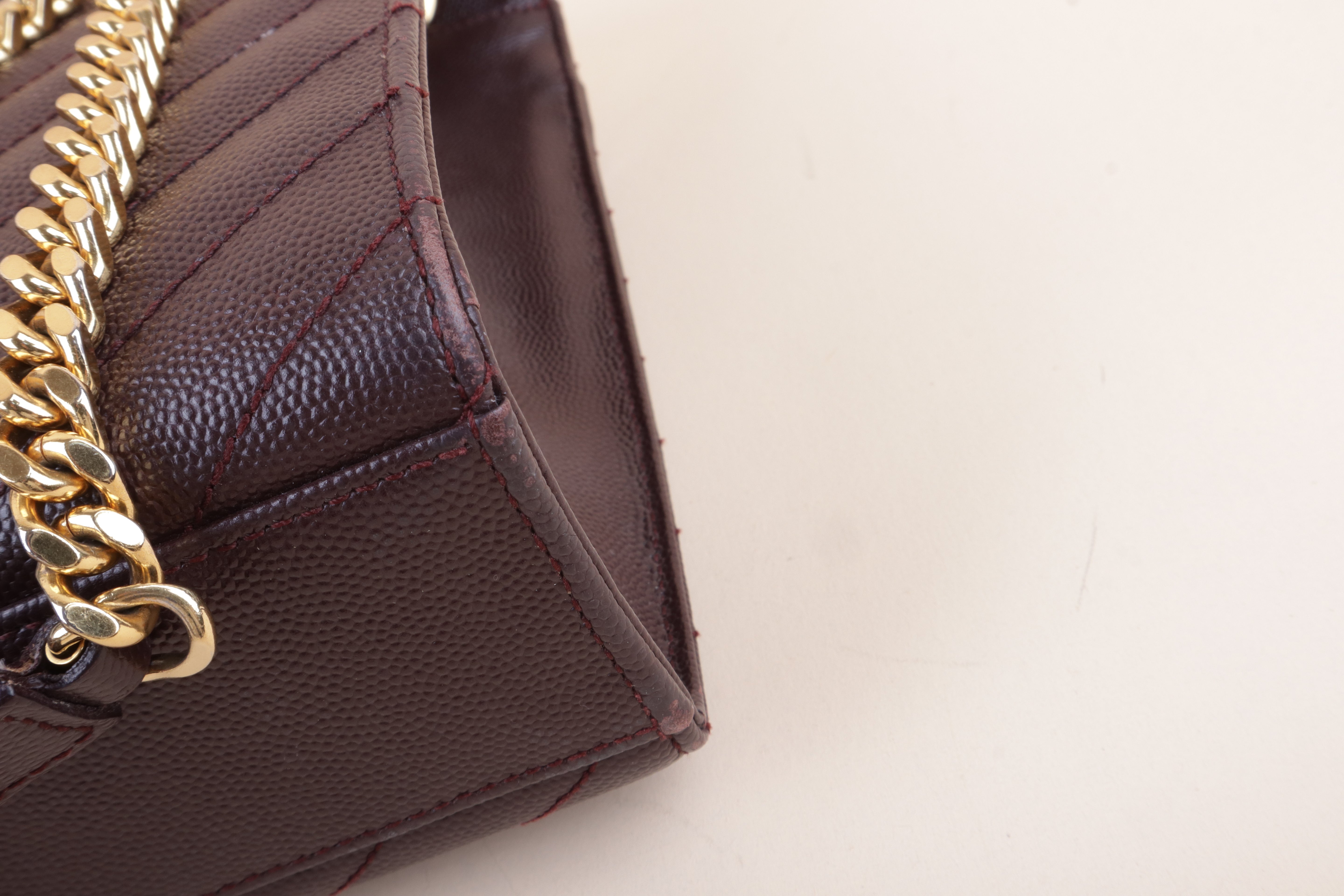 YSL burgundy Envelope Large Bag