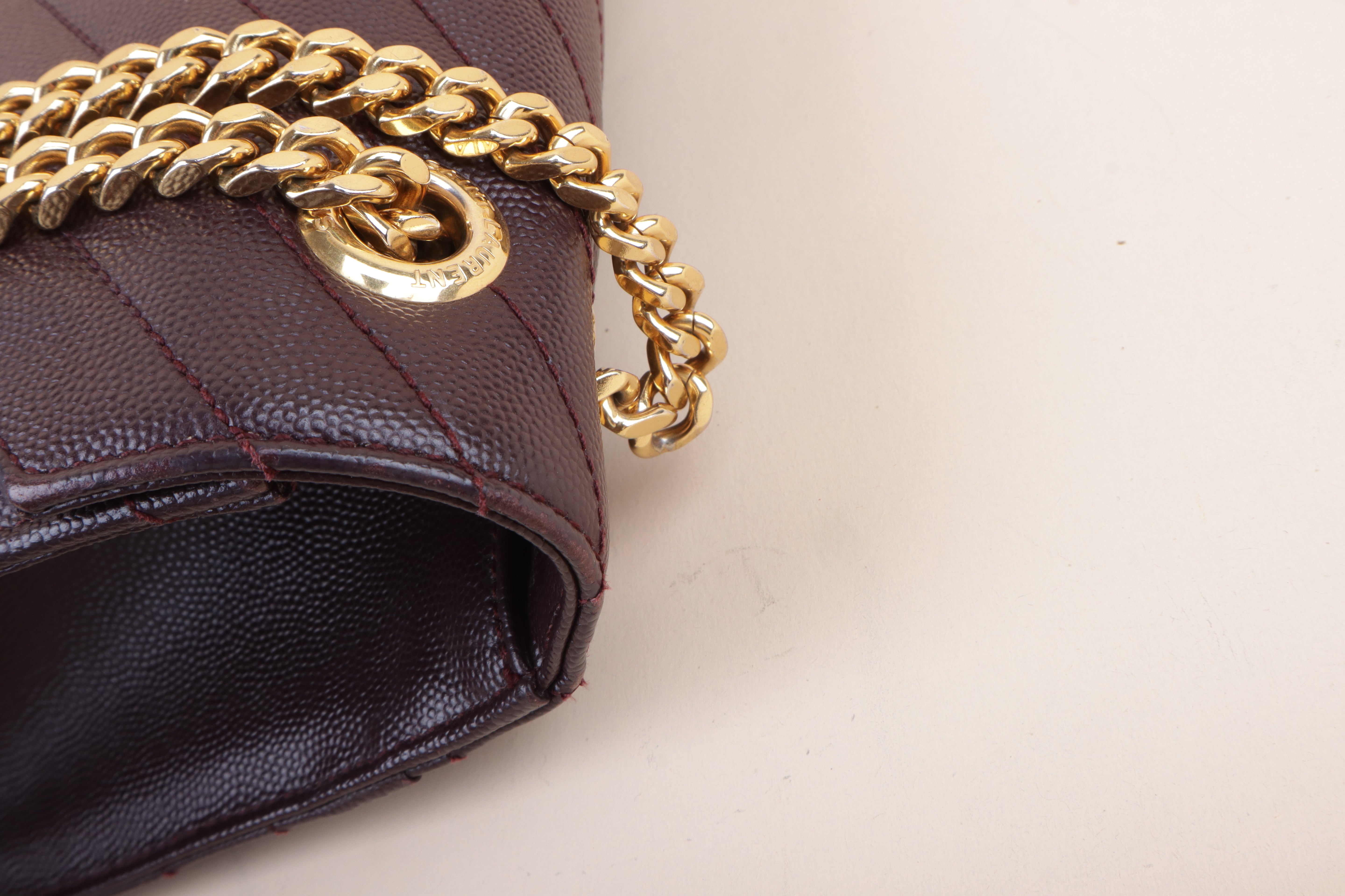 YSL burgundy Envelope Large Bag