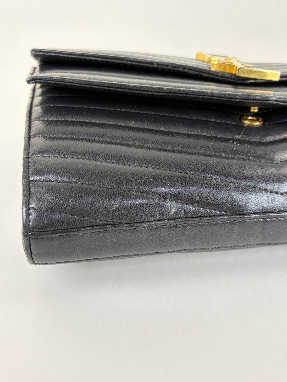 YSL black quilted monogram medium sulpice wallet