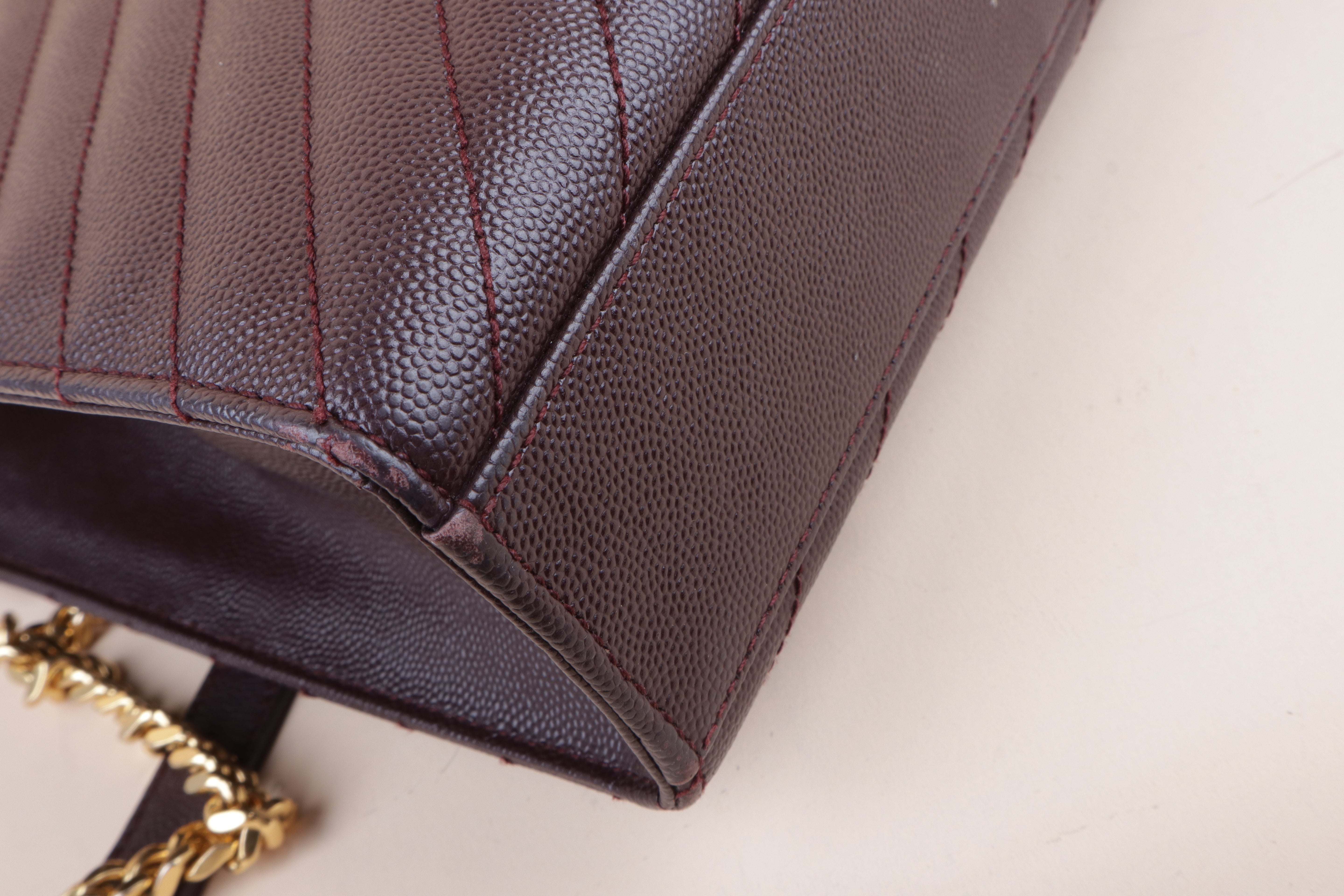 YSL burgundy Envelope Large Bag