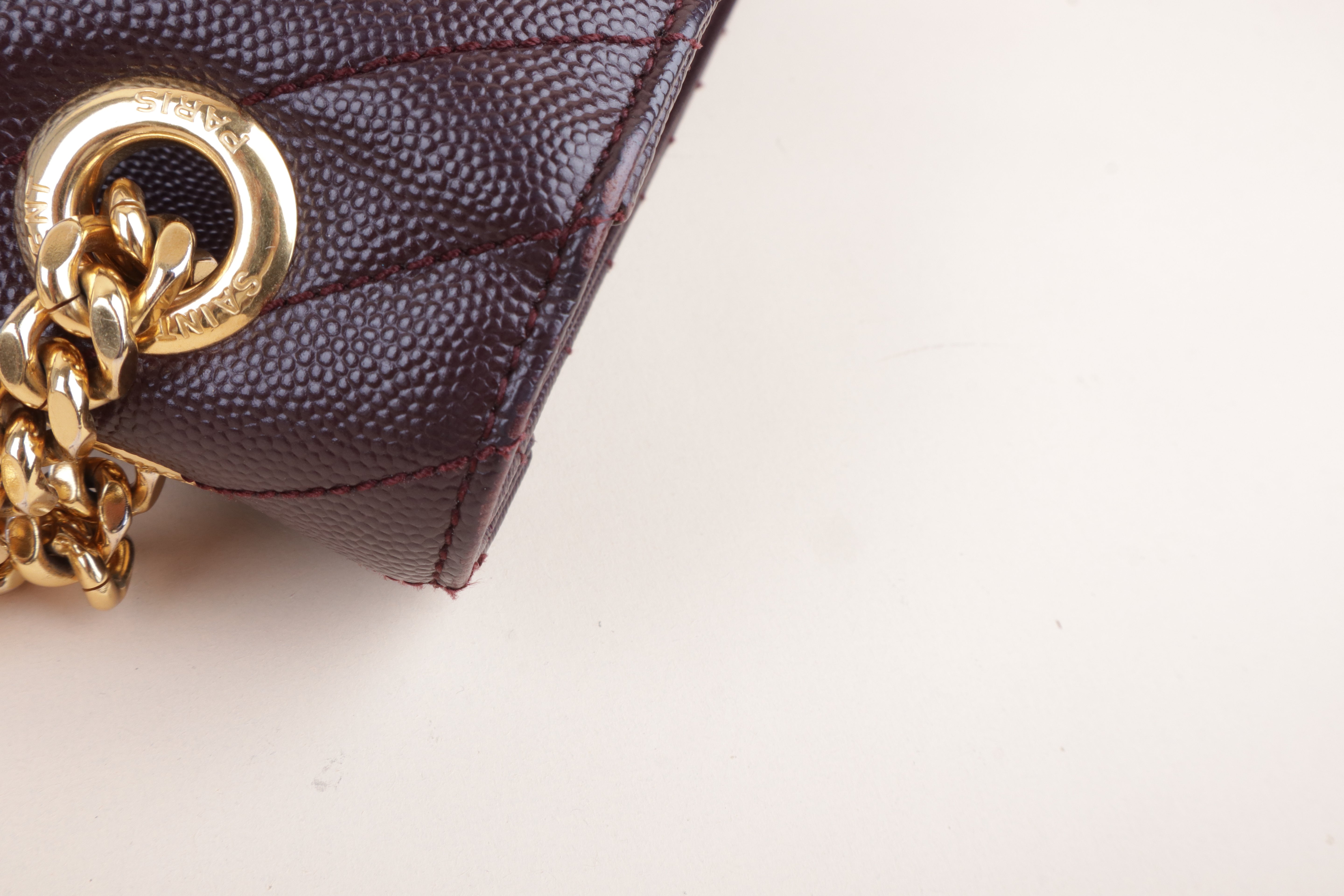 YSL burgundy Envelope Large Bag