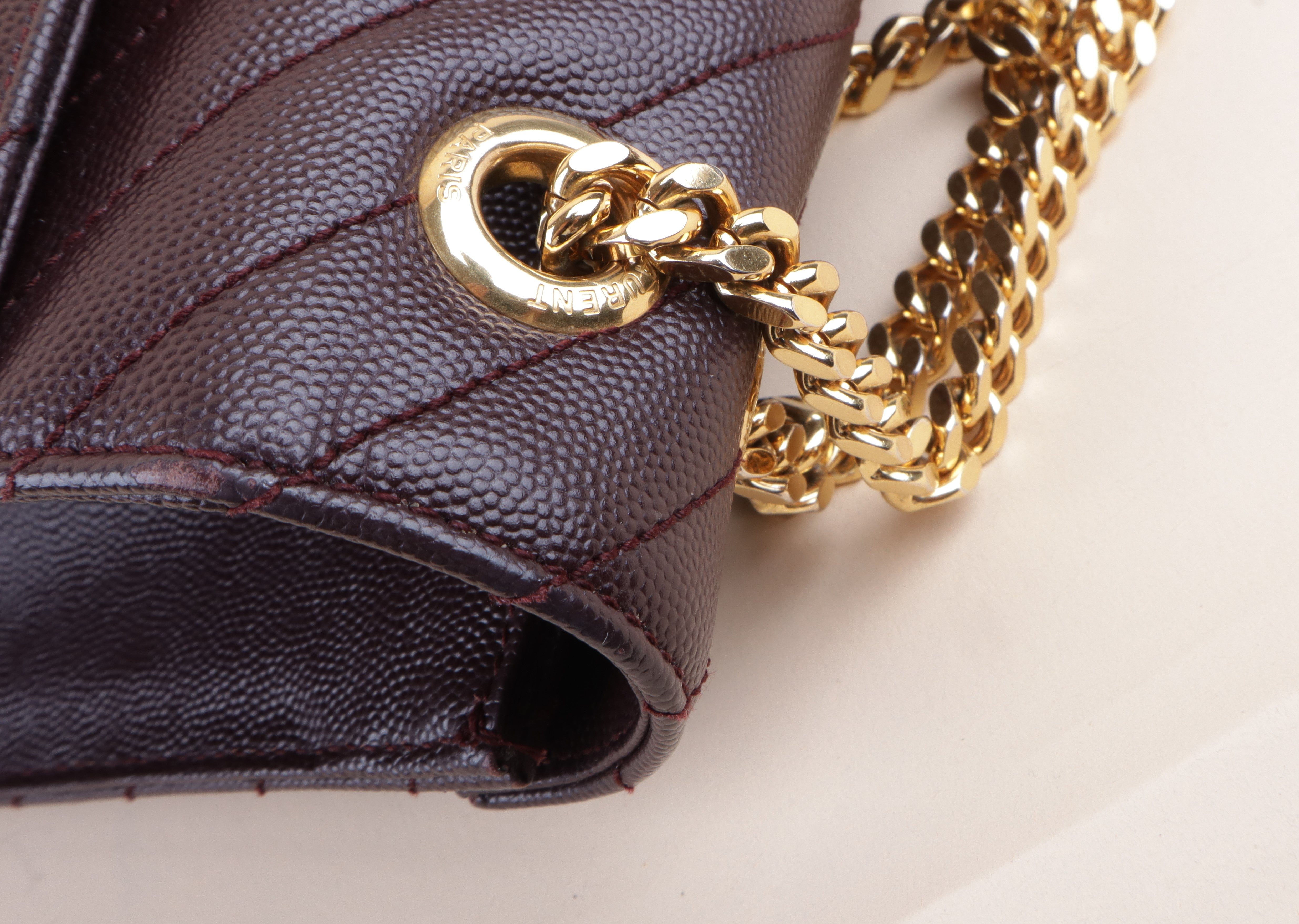 YSL burgundy Envelope Large Bag