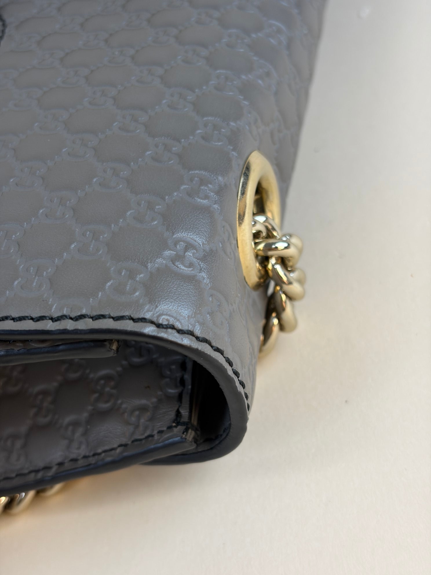 Gucci Grey Medium Micro Guccissima Emily Chain Shoulder Bag
