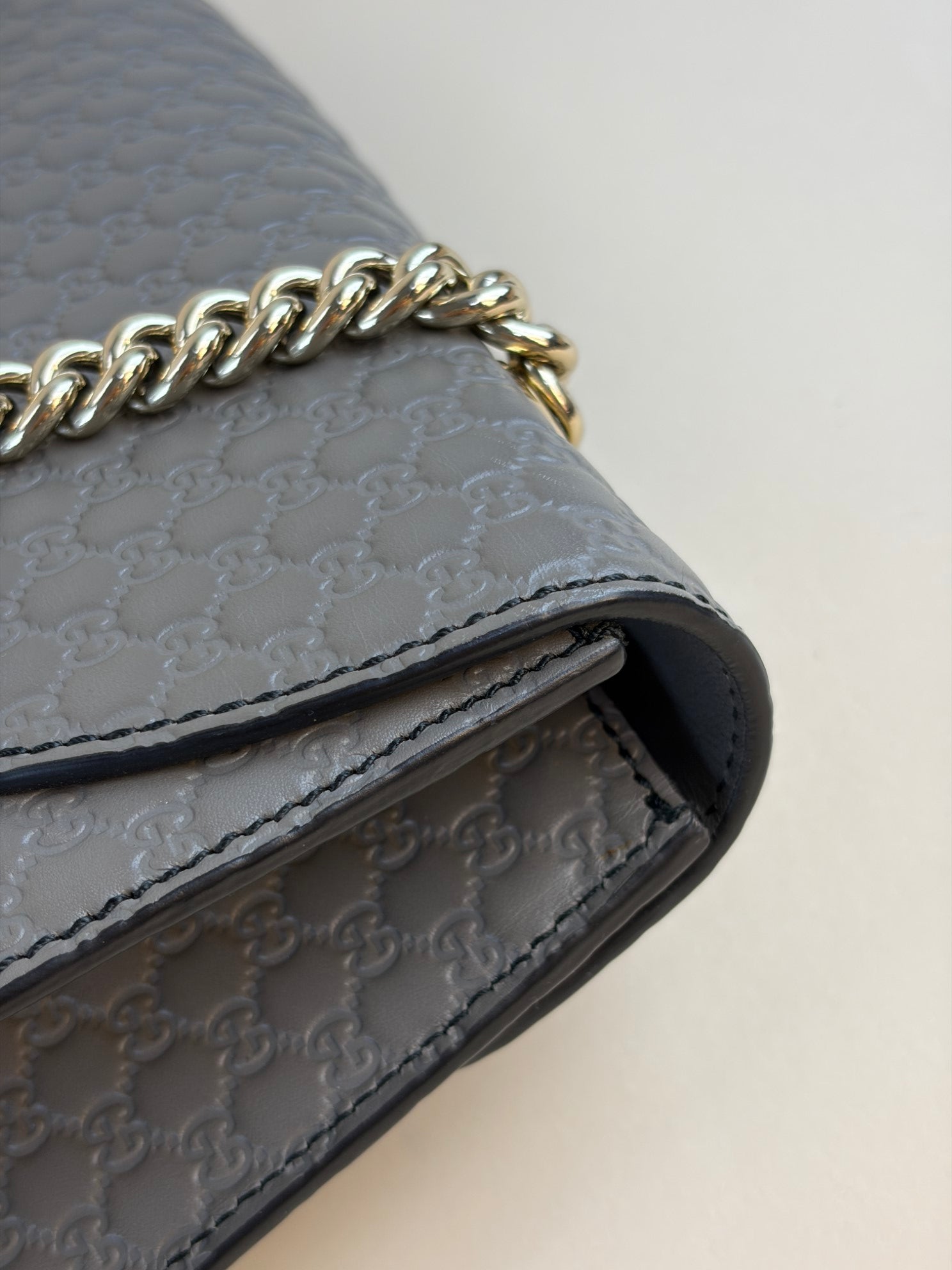 Gucci Grey Medium Micro Guccissima Emily Chain Shoulder Bag