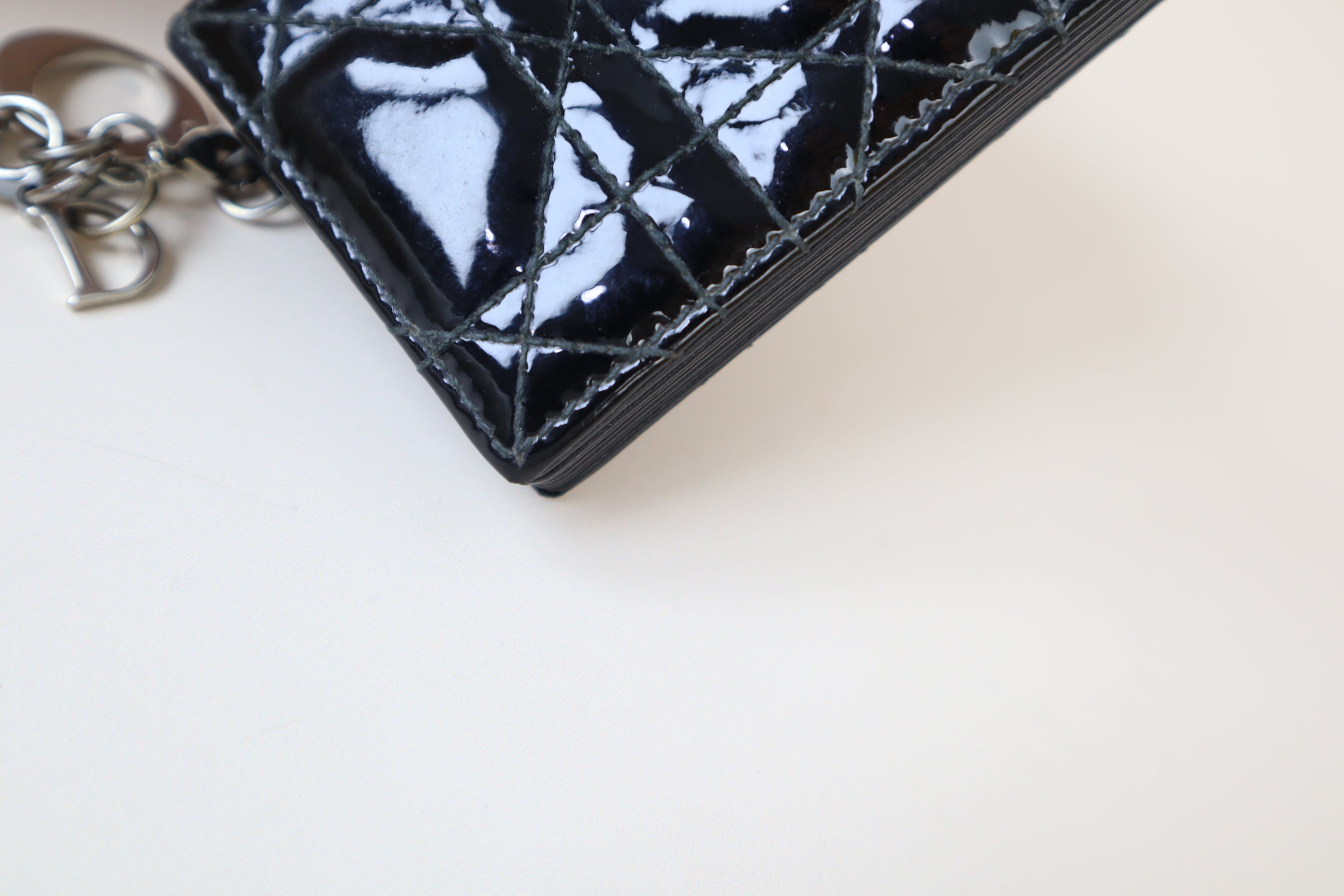 Christian Dior Black Vernis Lady Dior Jasmine Small Wallet