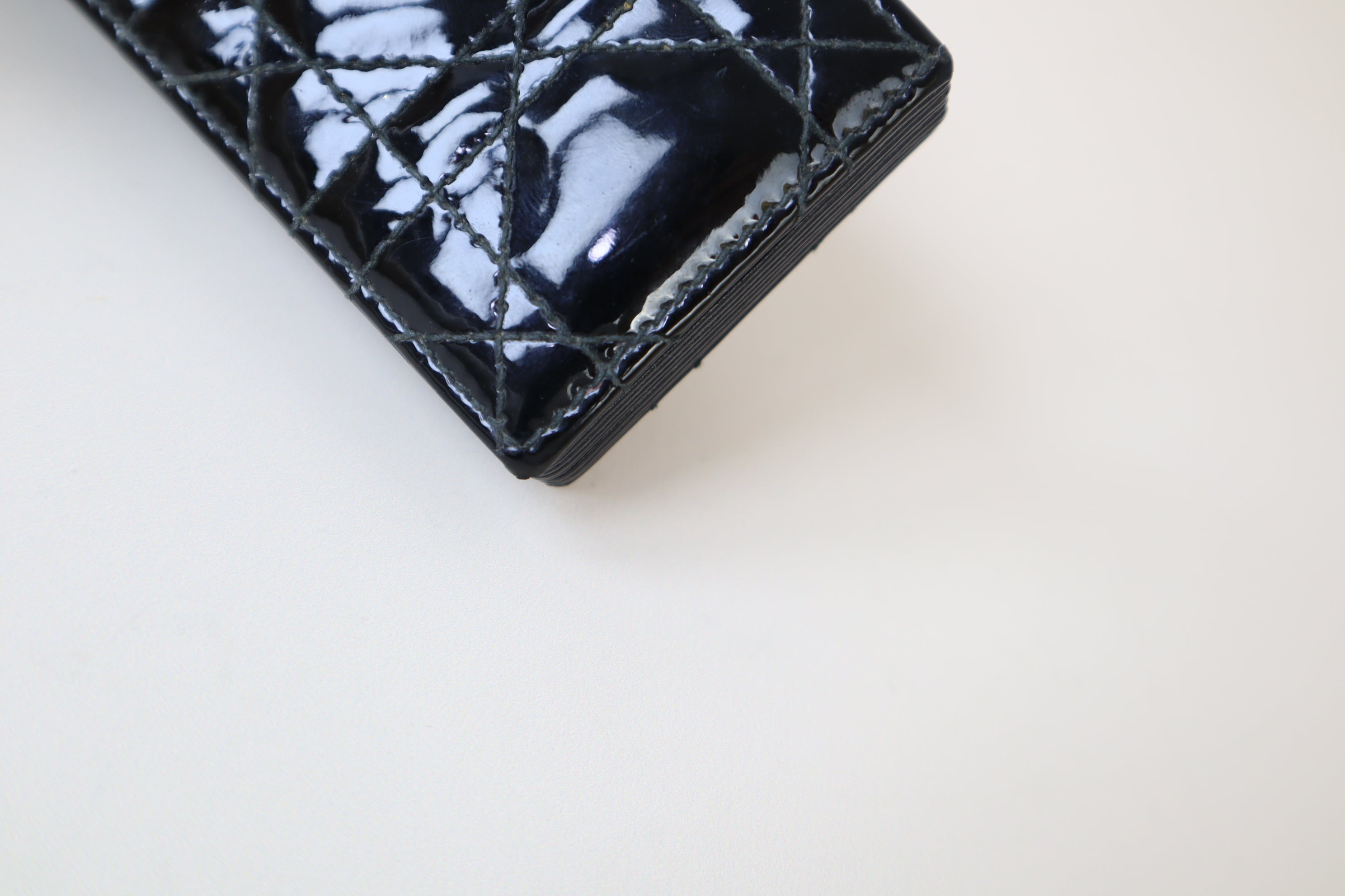 Christian Dior Black Vernis Lady Dior Jasmine Small Wallet