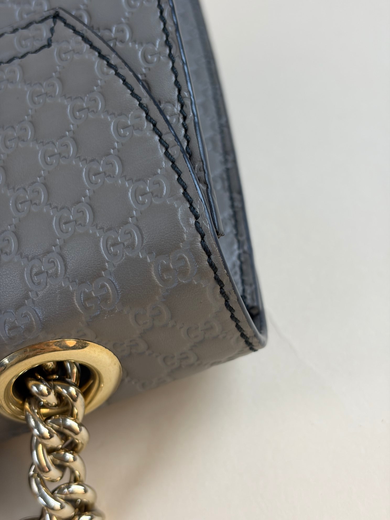 Gucci Grey Medium Micro Guccissima Emily Chain Shoulder Bag