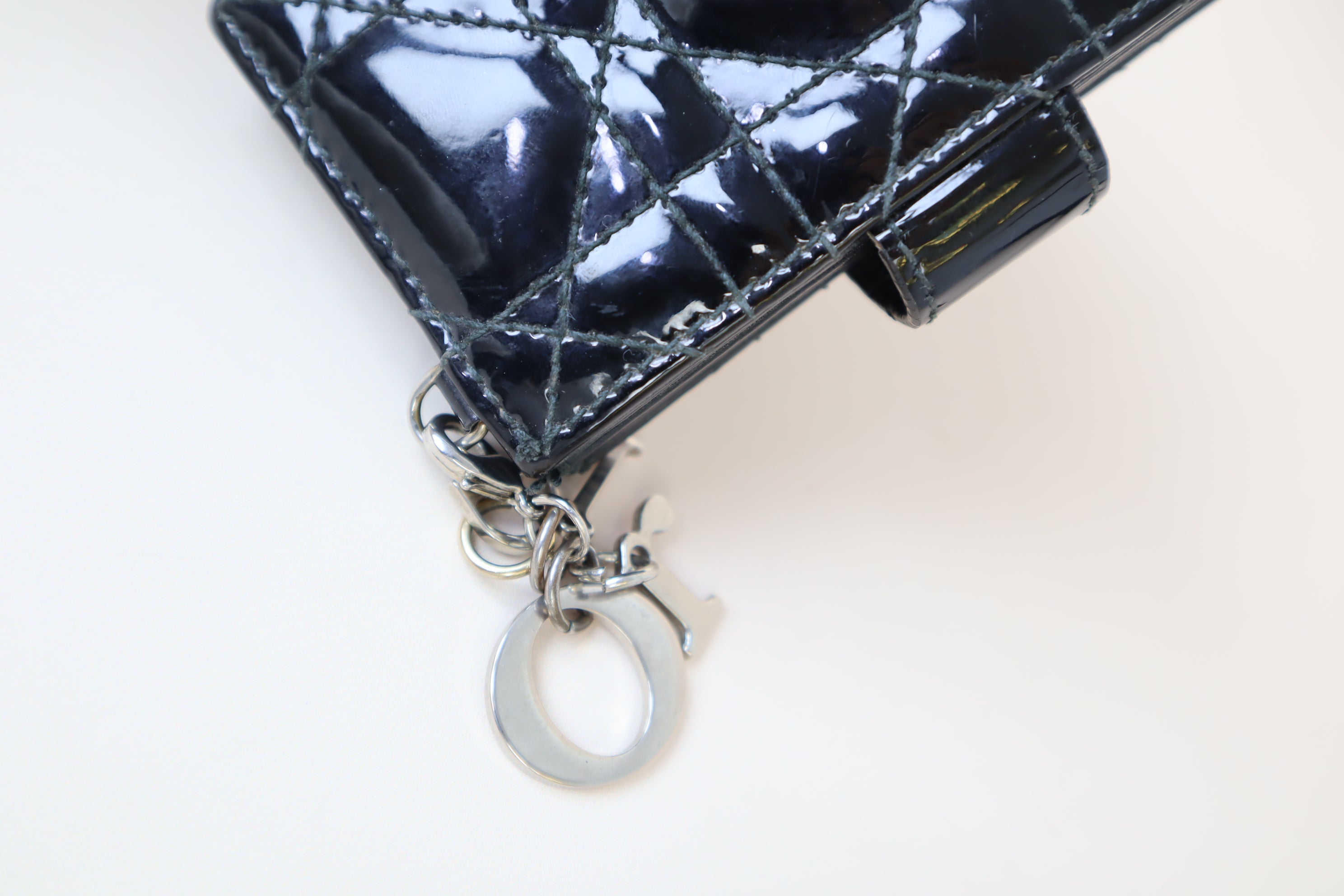 Christian Dior Black Vernis Lady Dior Jasmine Small Wallet