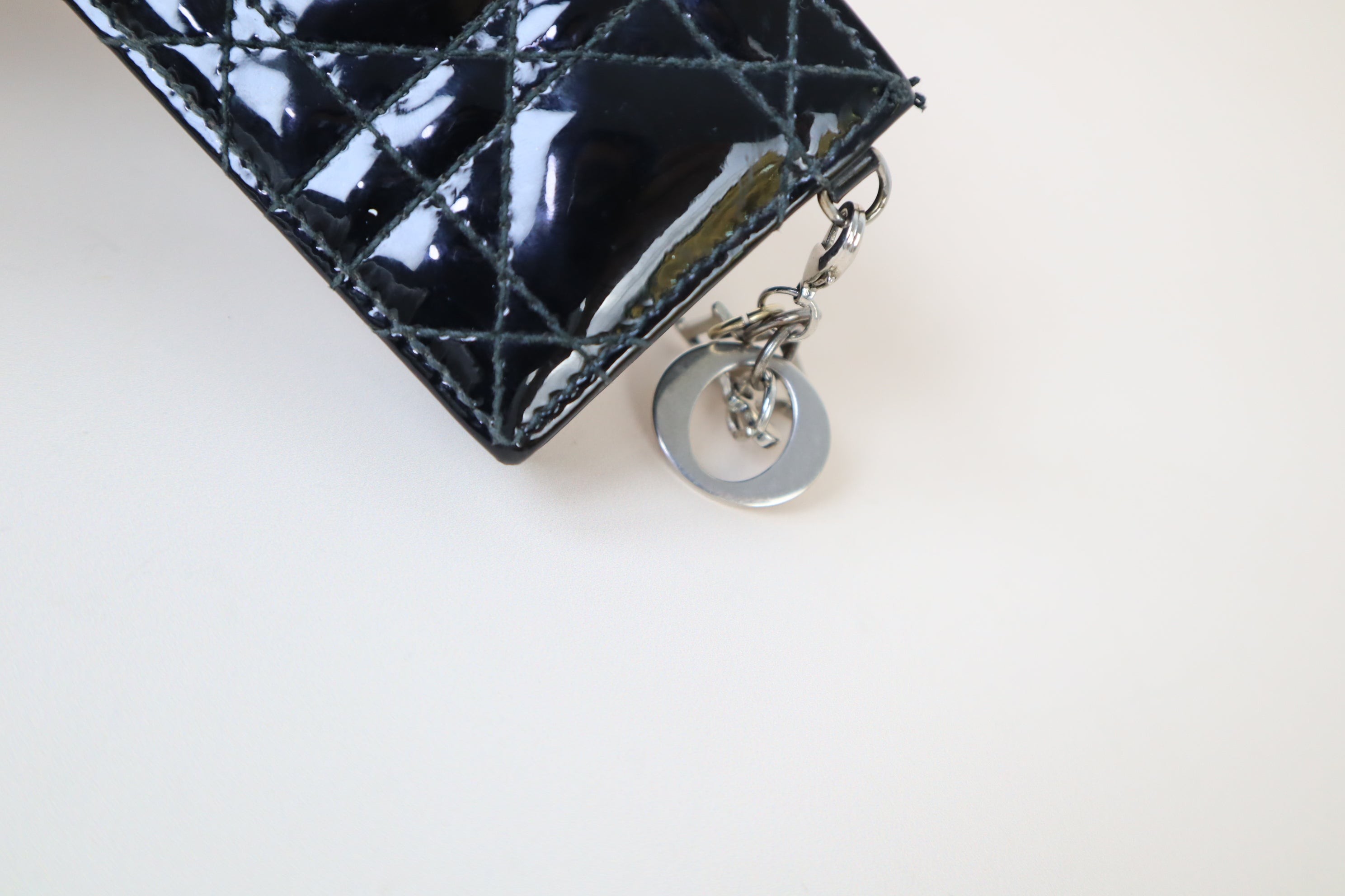 Christian Dior Black Vernis Lady Dior Jasmine Small Wallet