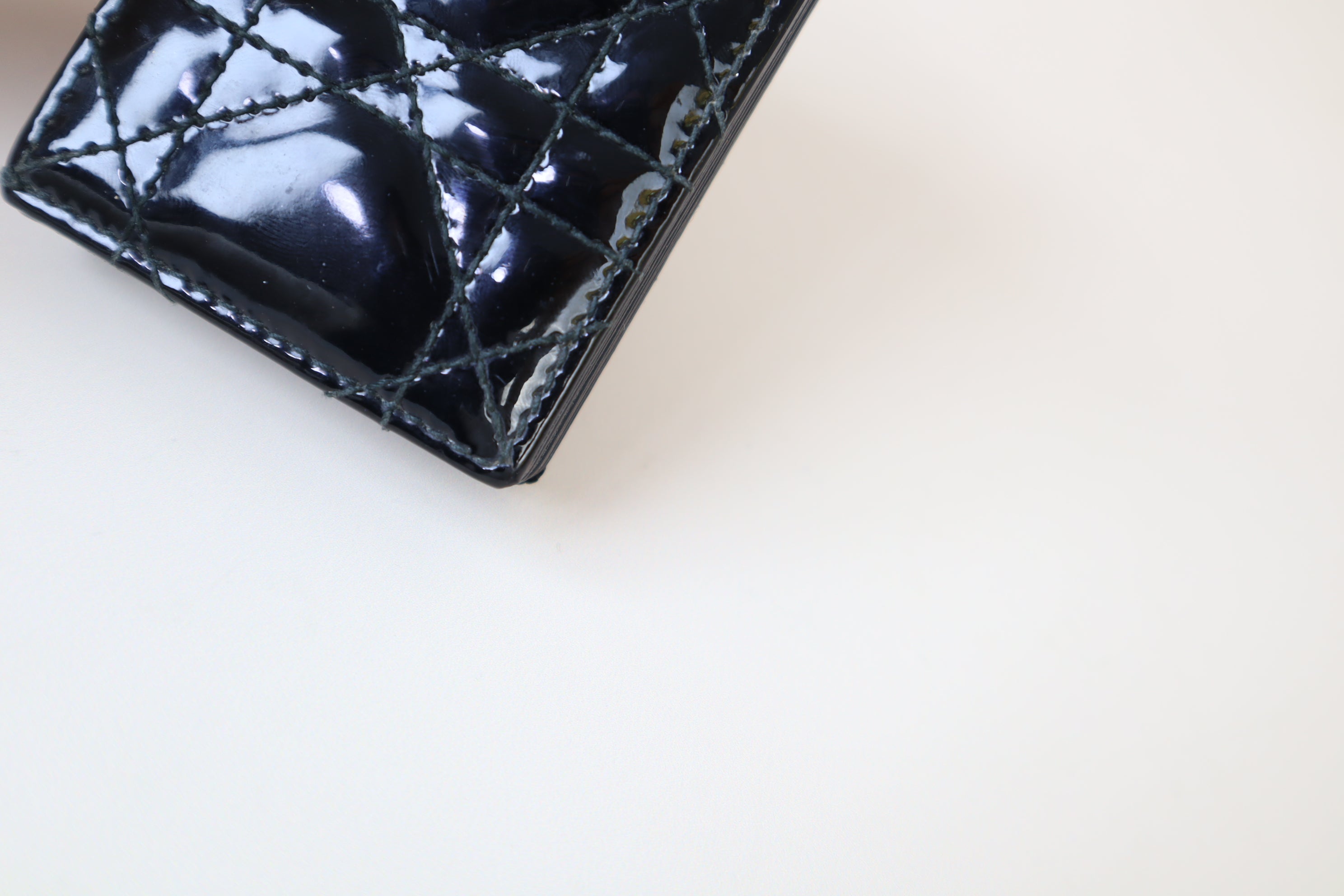 Christian Dior Black Vernis Lady Dior Jasmine Small Wallet