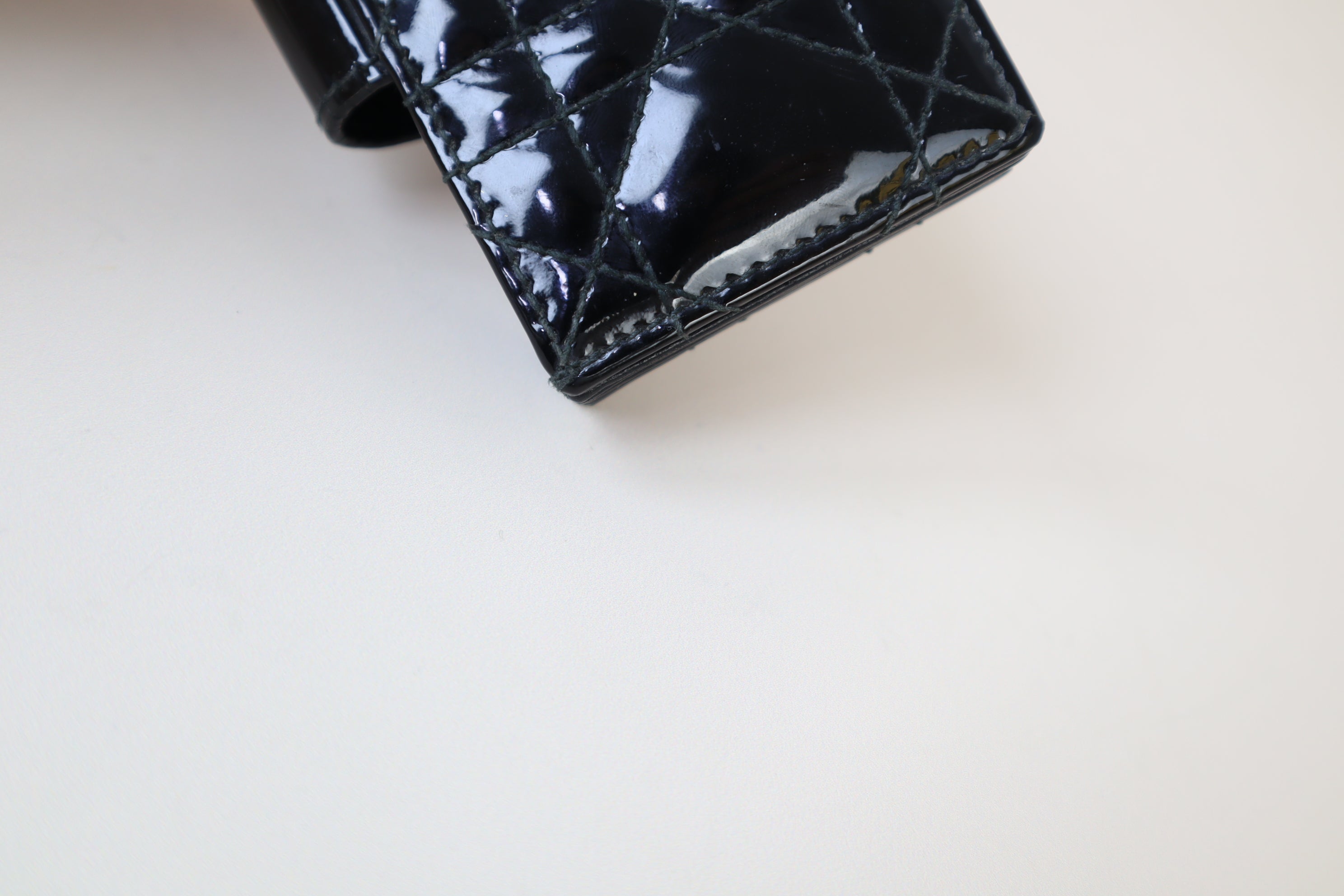 Christian Dior Black Vernis Lady Dior Jasmine Small Wallet