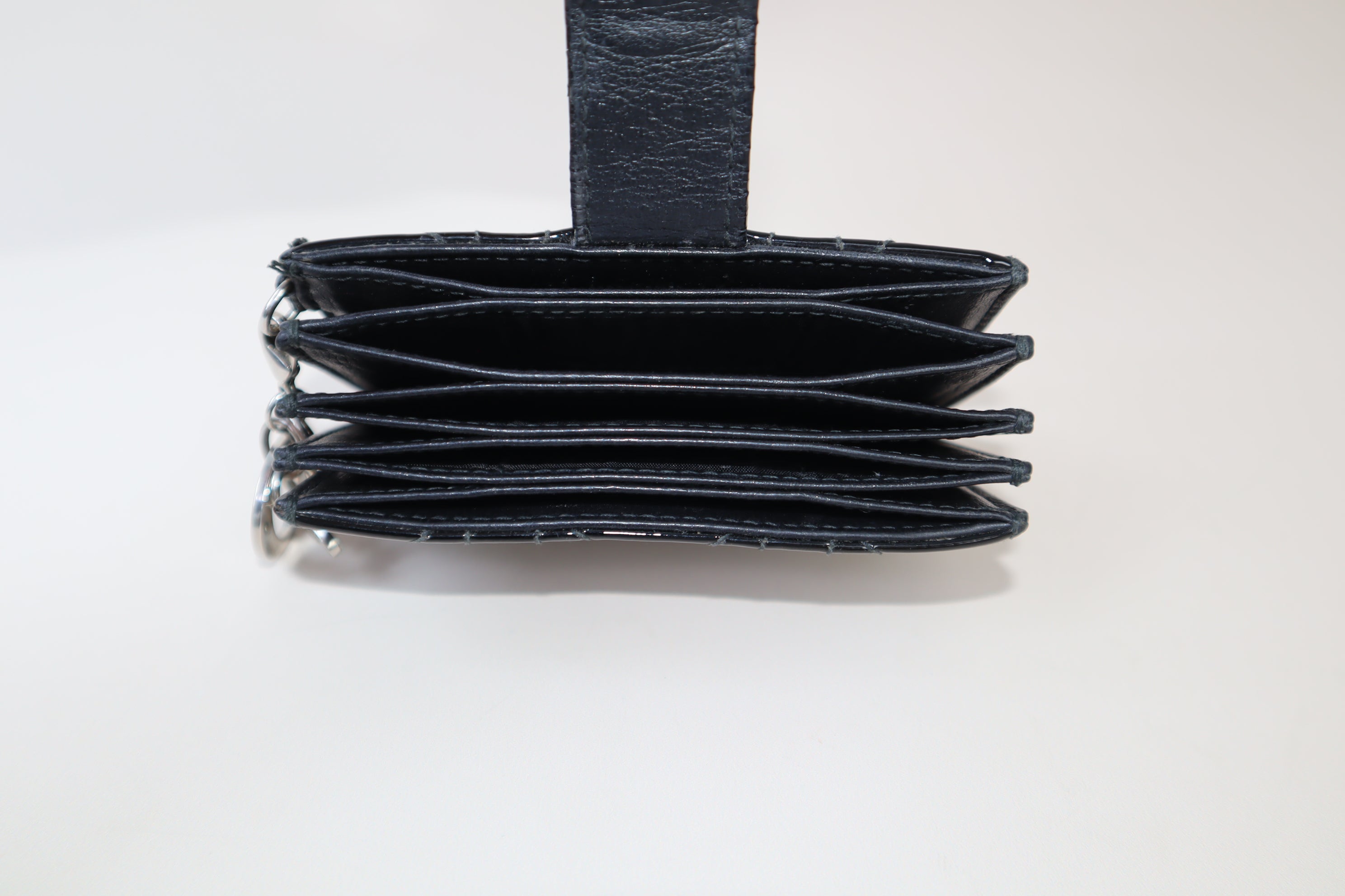 Christian Dior Black Vernis Lady Dior Jasmine Small Wallet