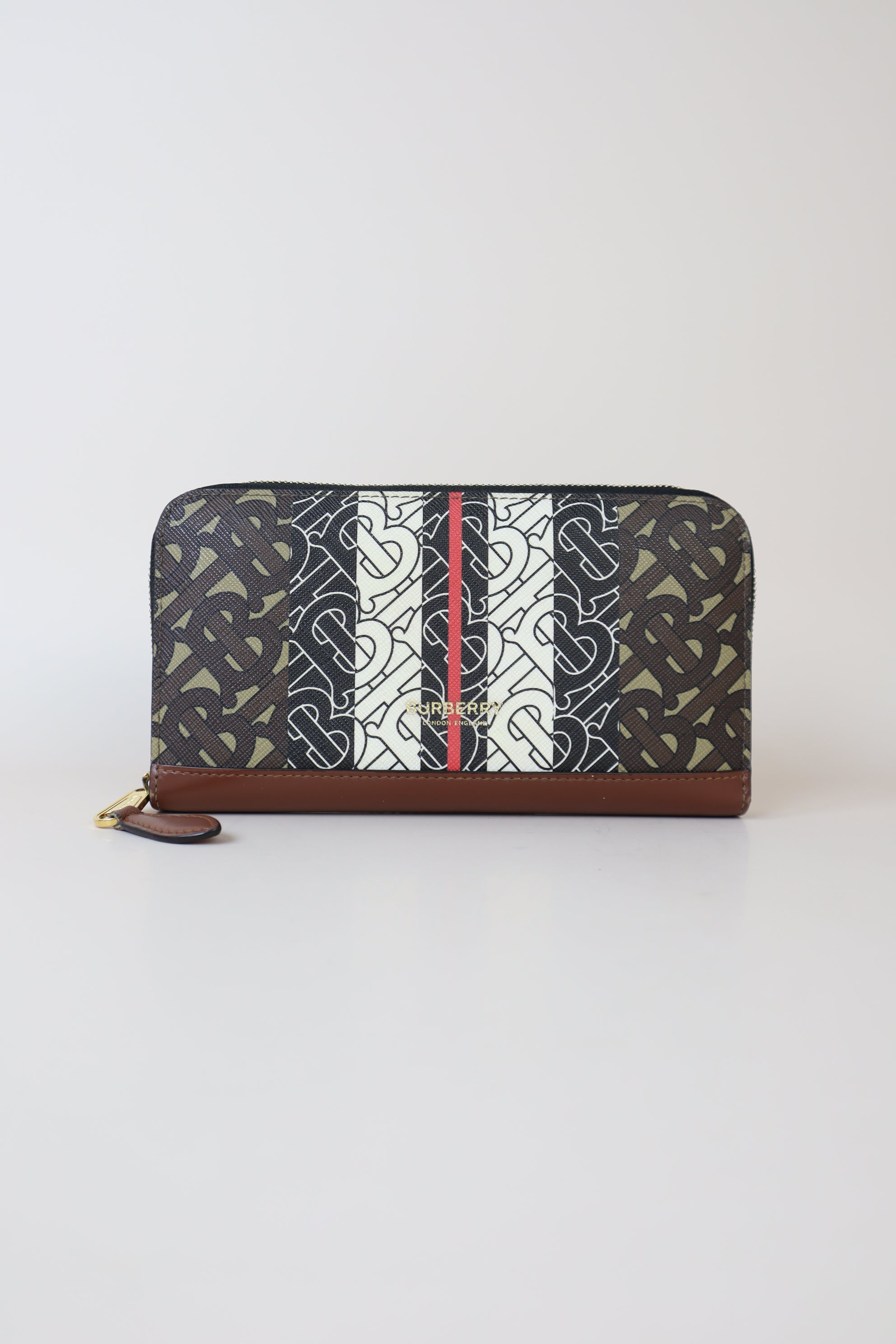 Burberry Brown Multiple Color Zip Long Wallet