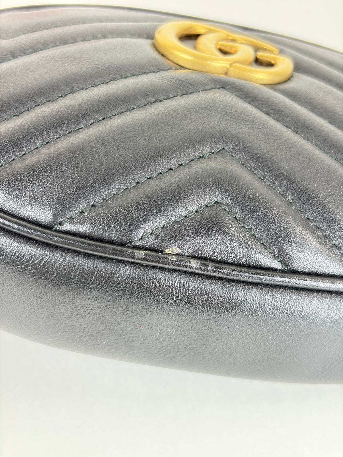 Gucci black calfskin GG Marmont Belt Bag