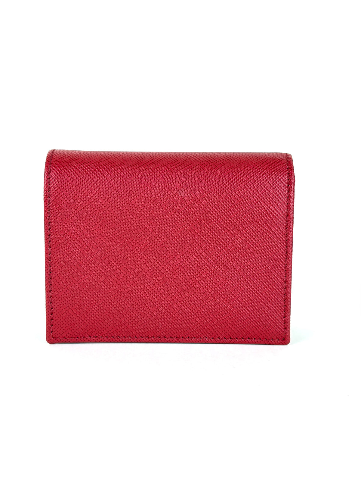 Prada fiery red saffiano leather pocket compact small wallet