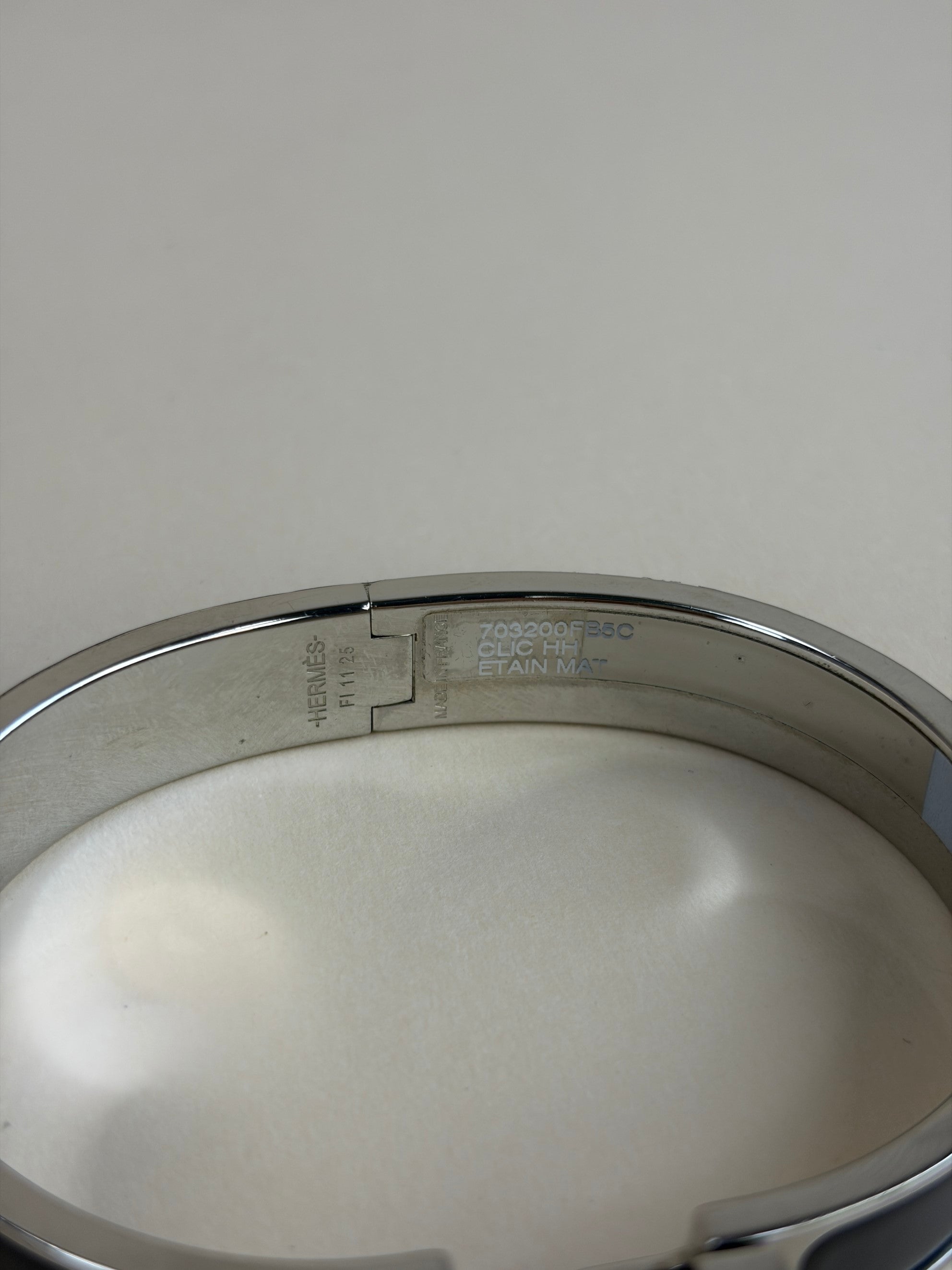 Hermes Matt clic HH gris etain palladium plated large bracelet