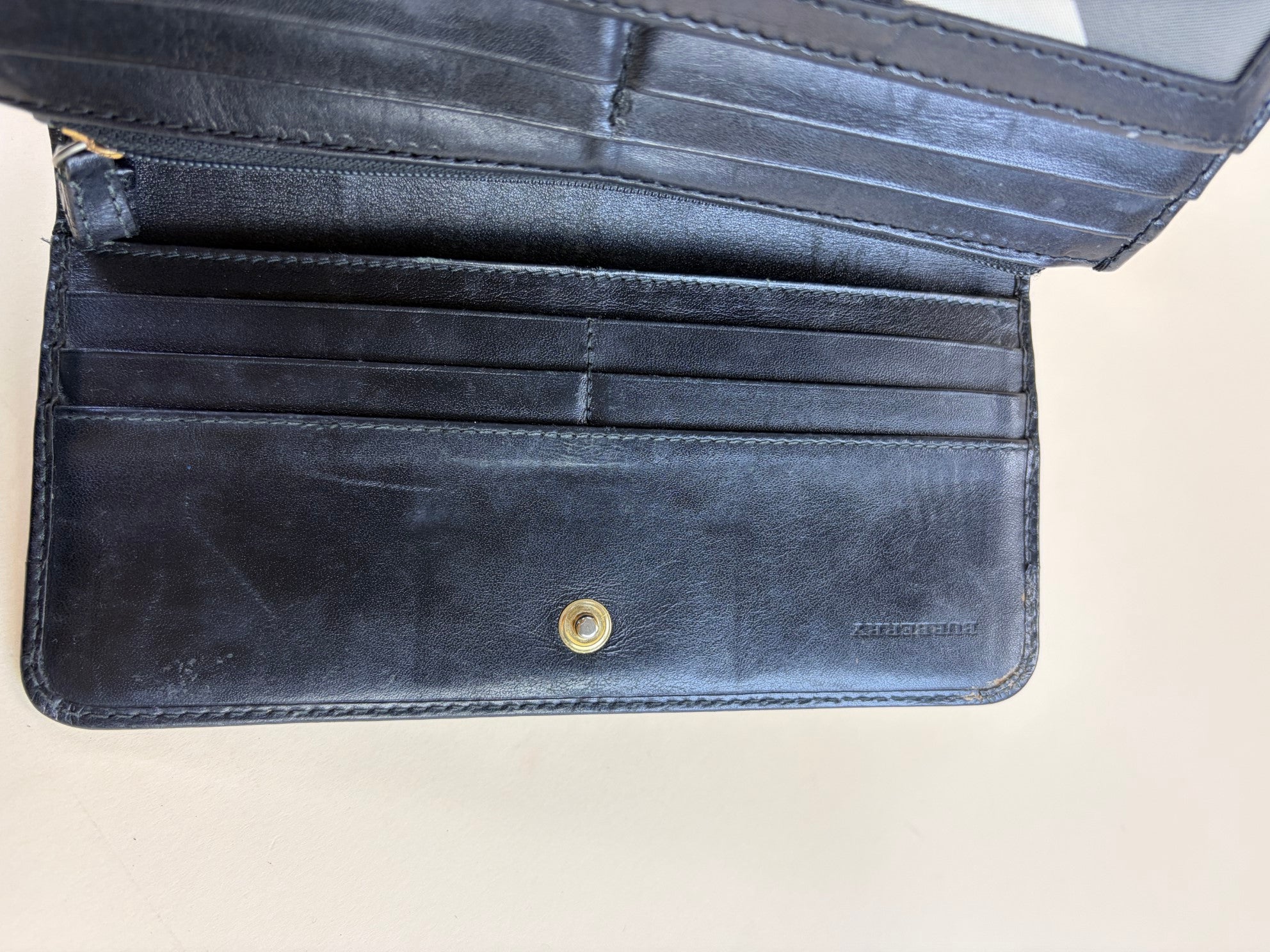 Burberry beat Penrose continental charcoal check wallet