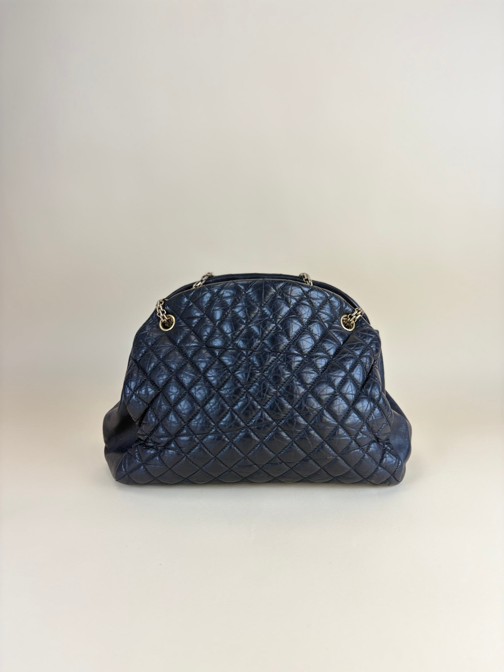 Chanel black calfskin large just mademoiselle bowling chain shoulder bag
