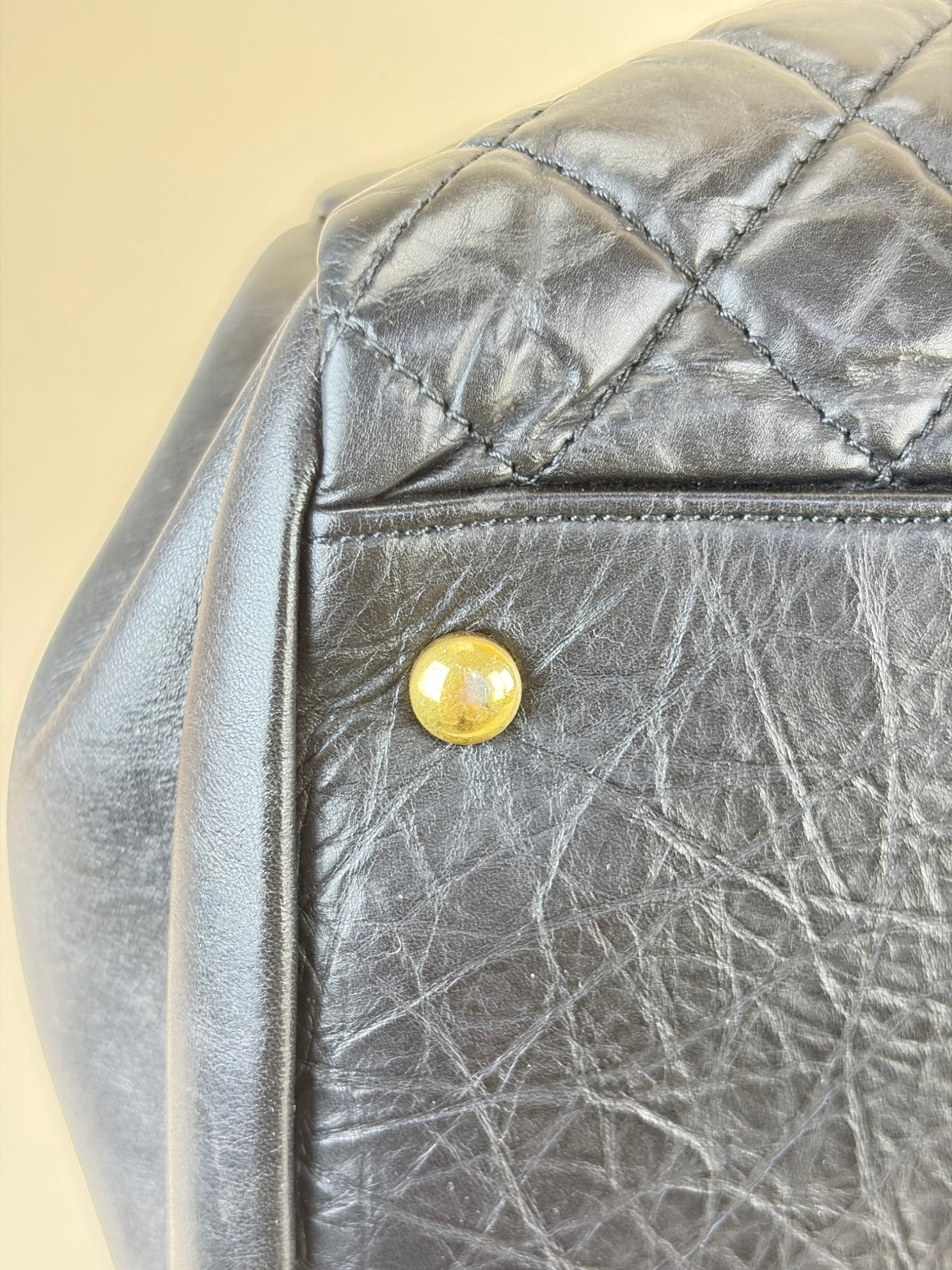Chanel black calfskin large just mademoiselle bowling chain shoulder bag