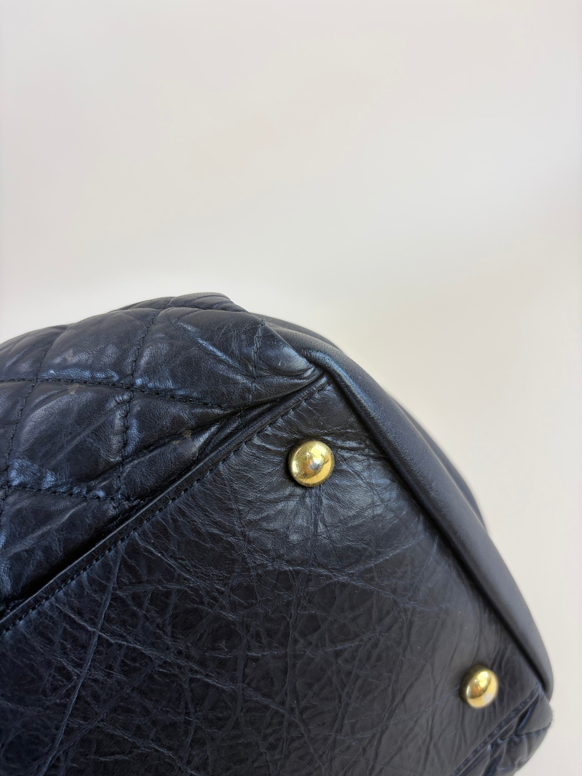 Chanel black calfskin large just mademoiselle bowling chain shoulder bag