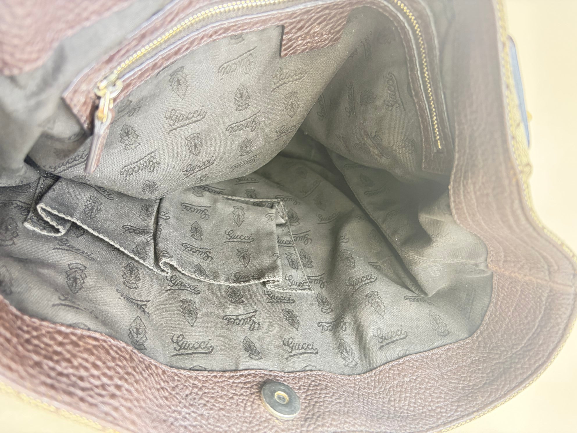 gucci beige, brown gg canvas charm medium tote bag
