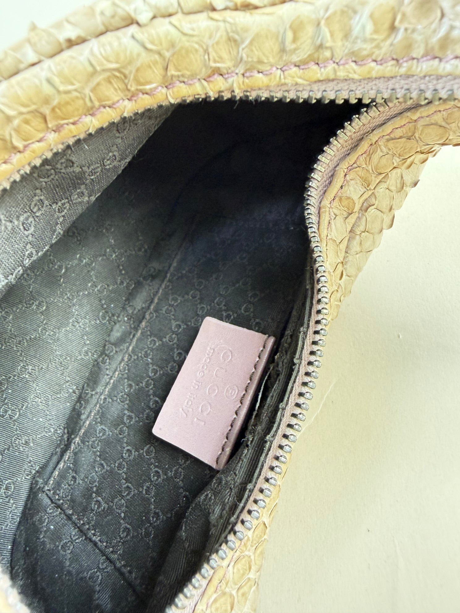 Gucci beige snake skin mini bag