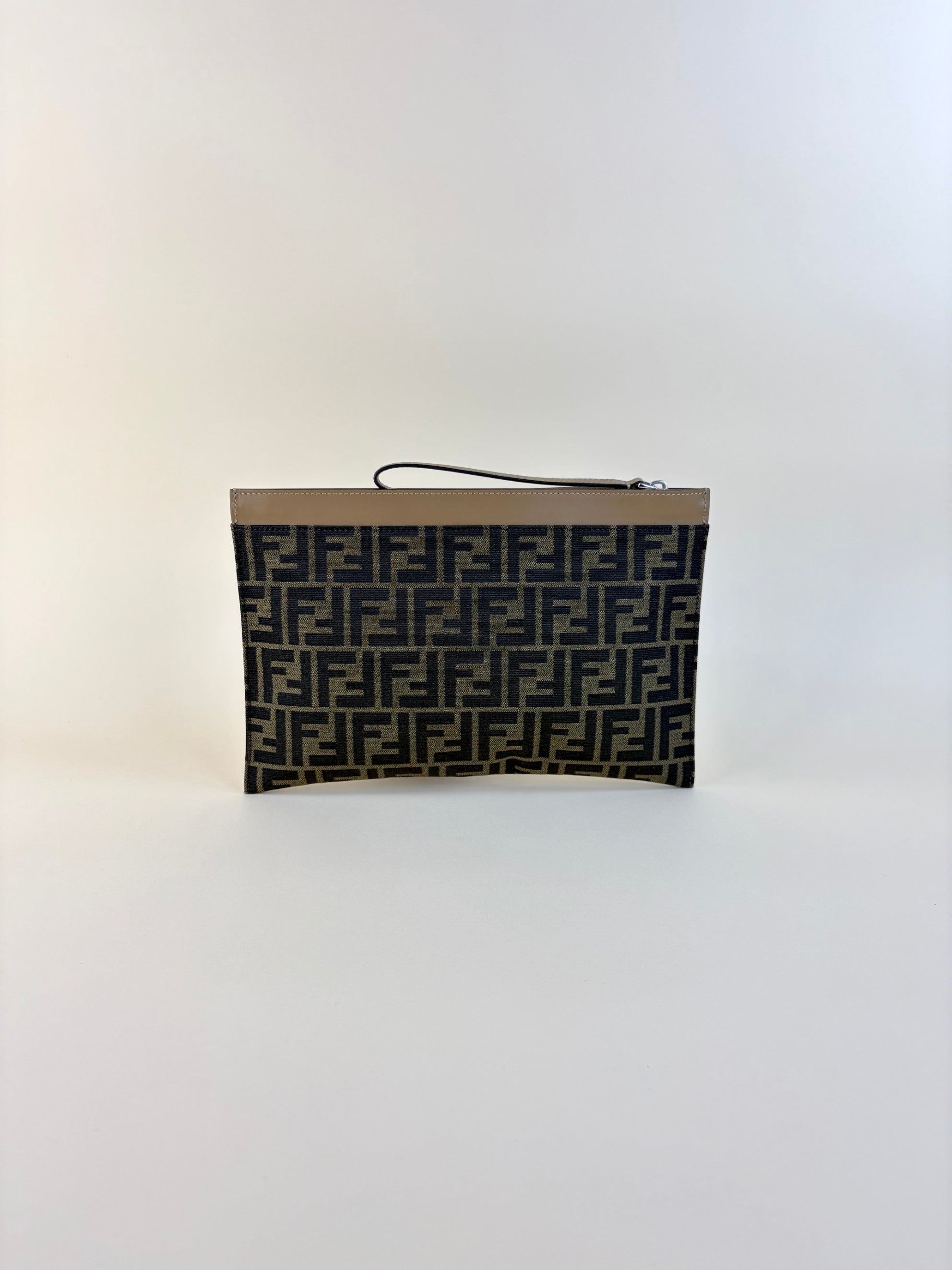 Fendi Brown FF Jacquard Flat Medium Pouch